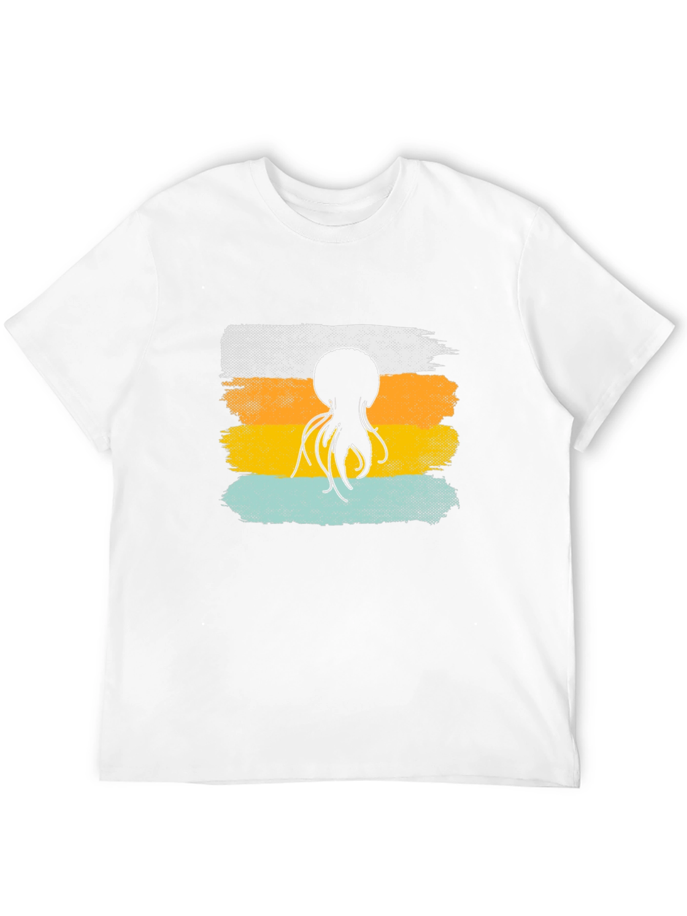 Black Octopus Retro Stripe T-Shirt, Soft Cotton Graphic Tee view 12