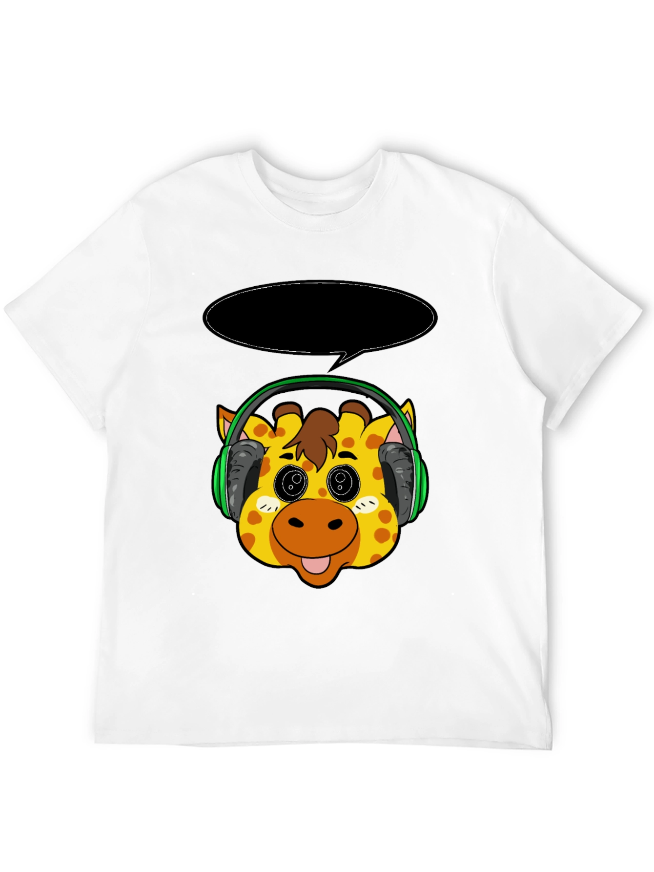 Black Giraffe Headphone T-Shirt - Cartoon Style view 12