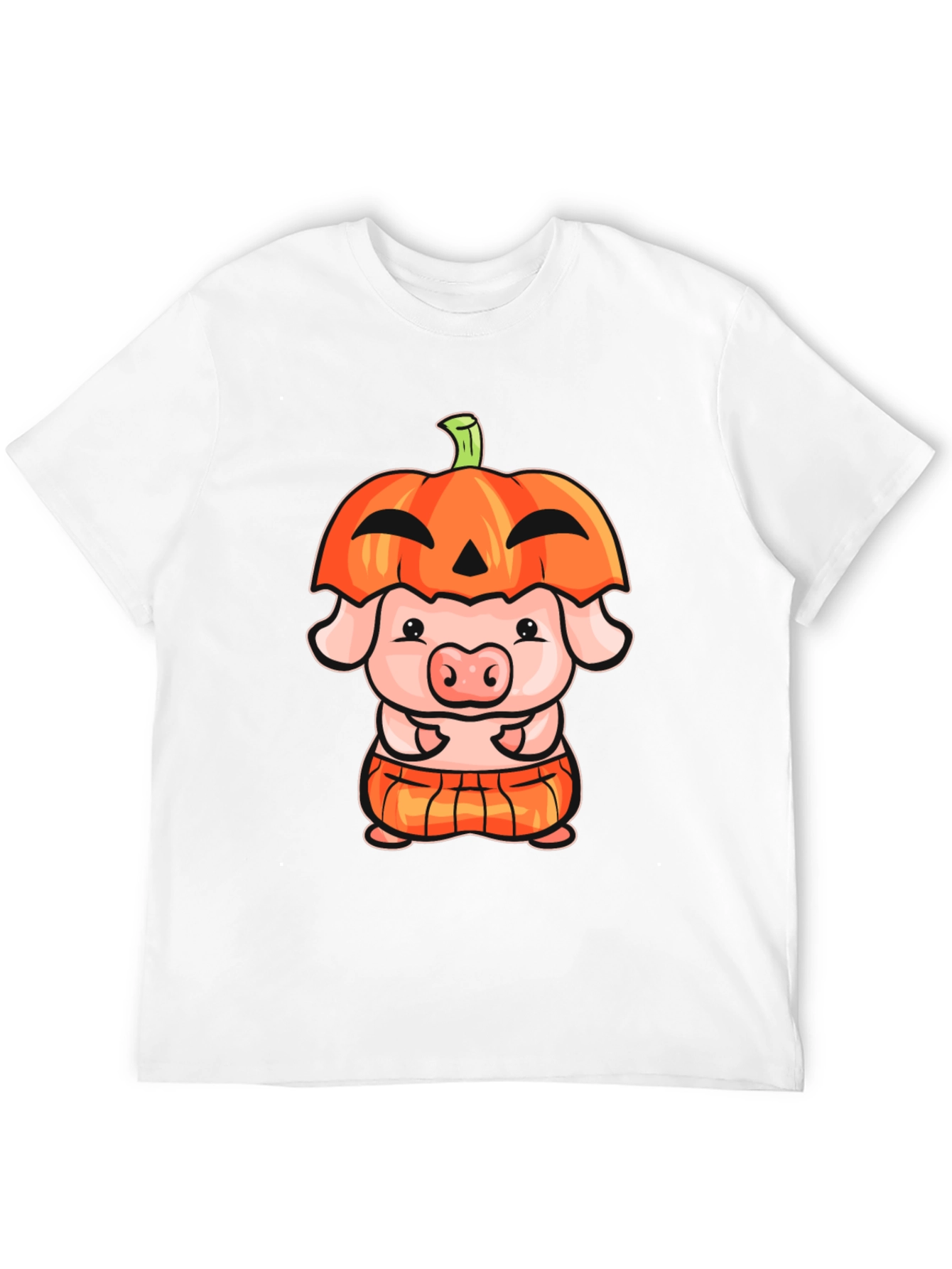 Black Cute Pig in Pumpkin Costume Graphic T-Shirt view 12