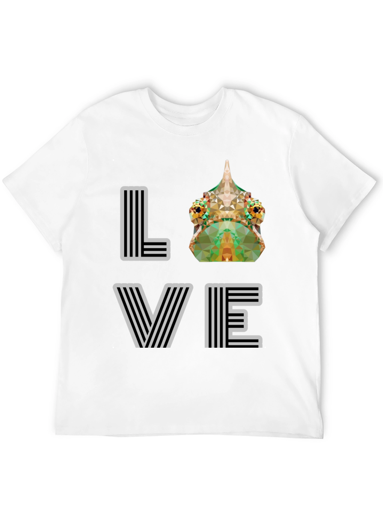 Black Geometric Chameleon 'LOVE' Graphic Tee - Modern Style view 12