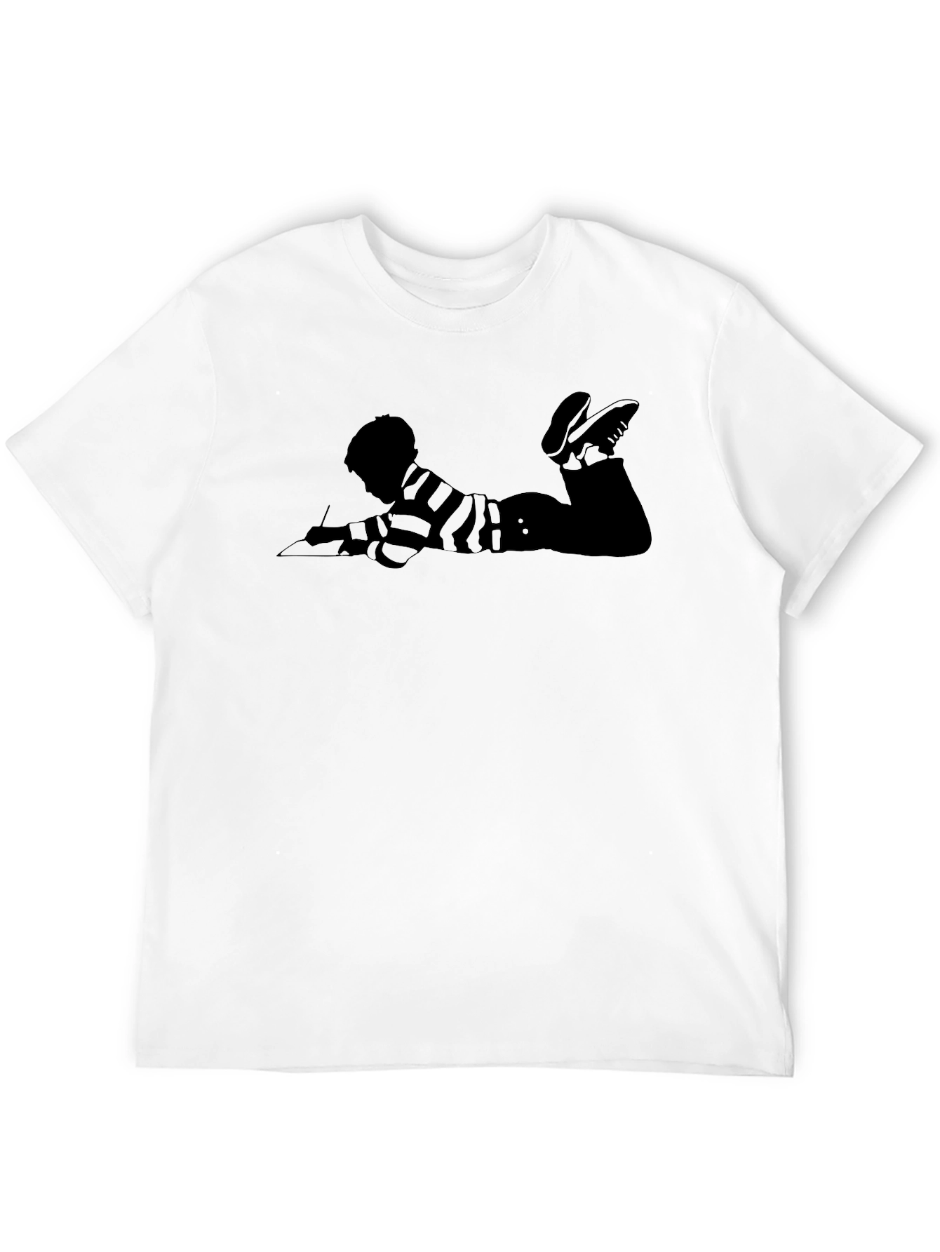 Black Striped Writer Tee - Black Cotton Casual T-Shirt view 12