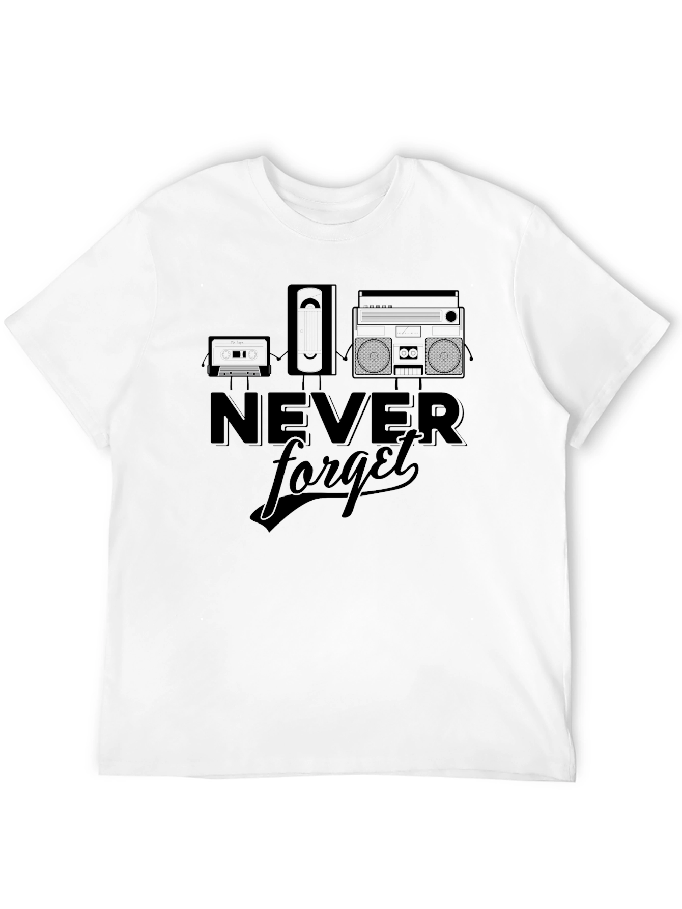 Black Retro Never Forget Black T-Shirt view 12