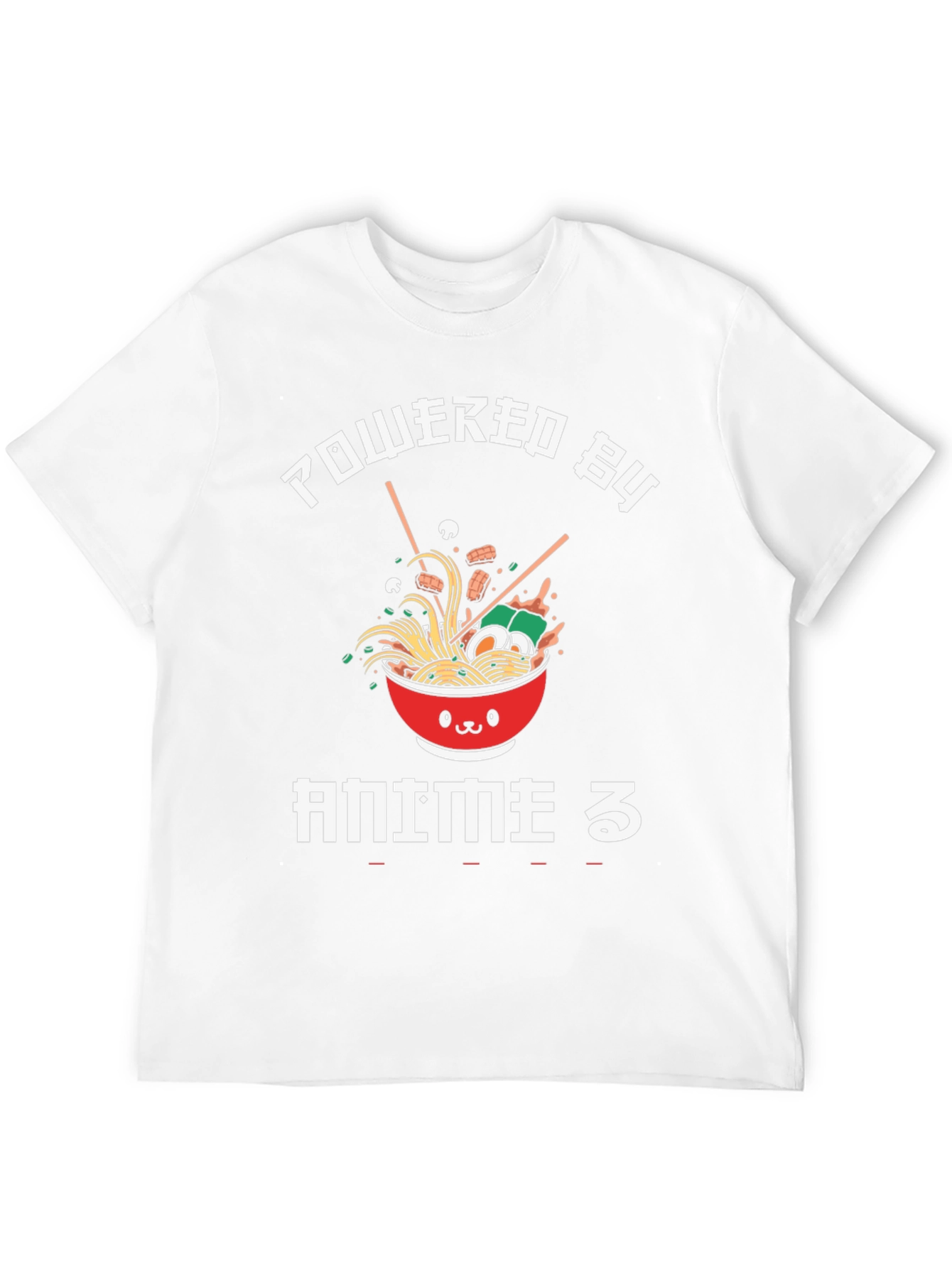 Black Powered by Anime T-Shirt - Ramen Bowl Design view 12