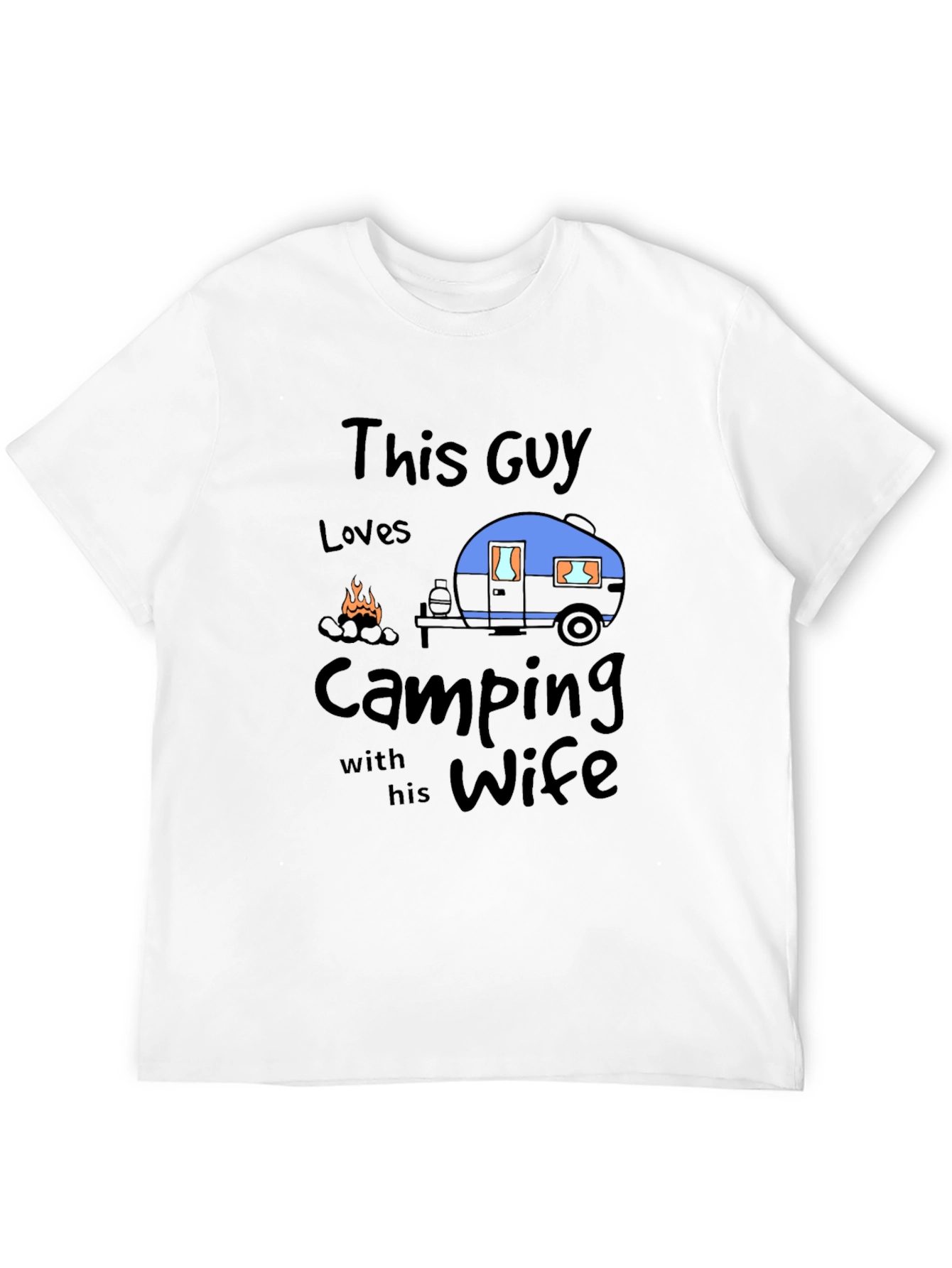 Black Camping with Wife Black T-Shirt view 12