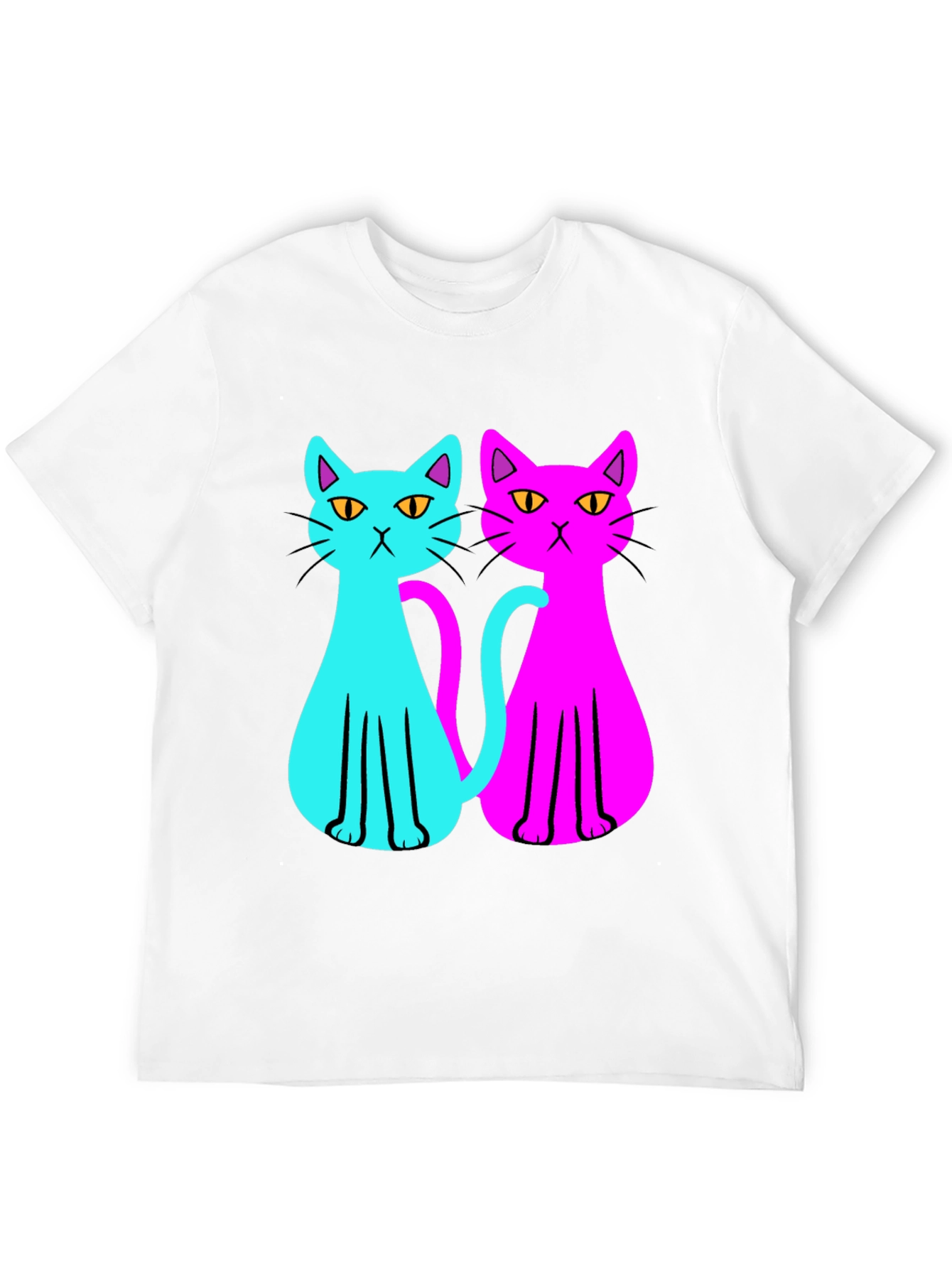 Black Cool Cat Tee: Neon Style view 12