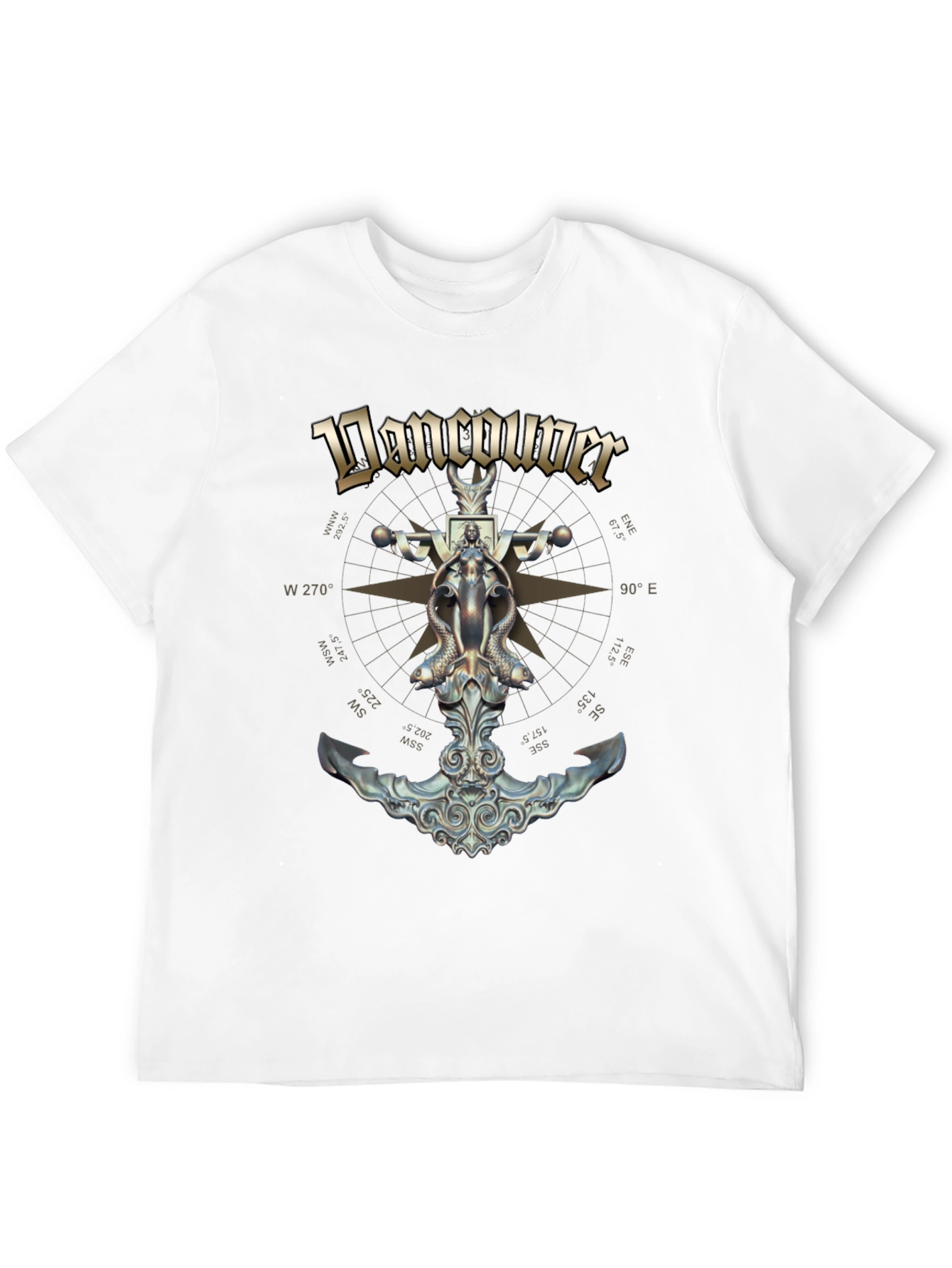 Black Vancouver Compass Anchor Graphic T-Shirt view 12