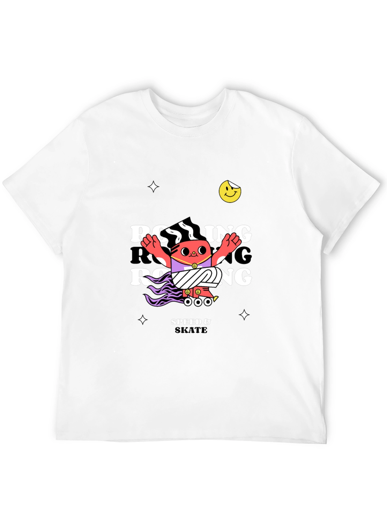 Black Rolling Skate Graphic Black T-Shirt view 12