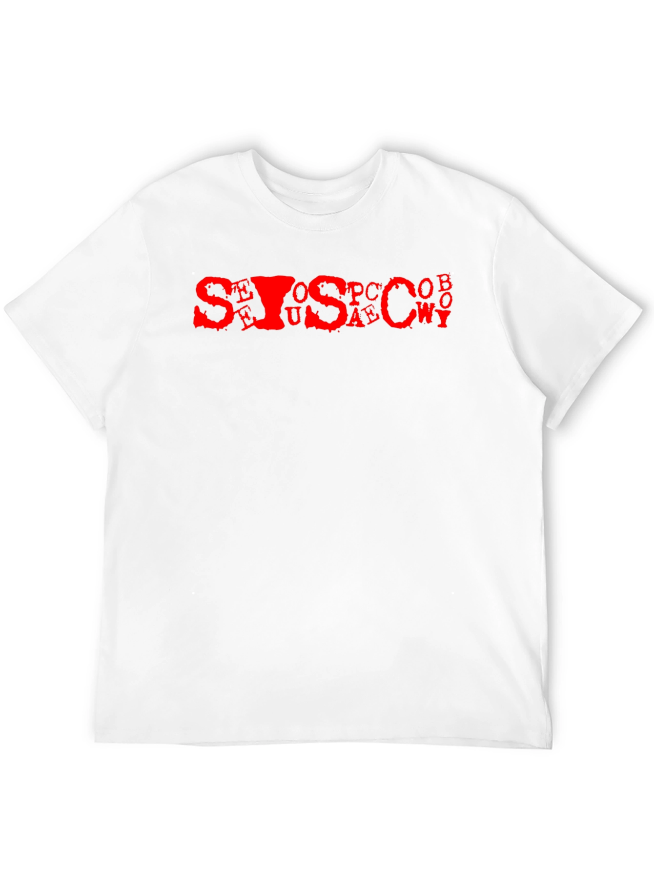 Black Men's Black Tee with Red Letter Graphic view 12