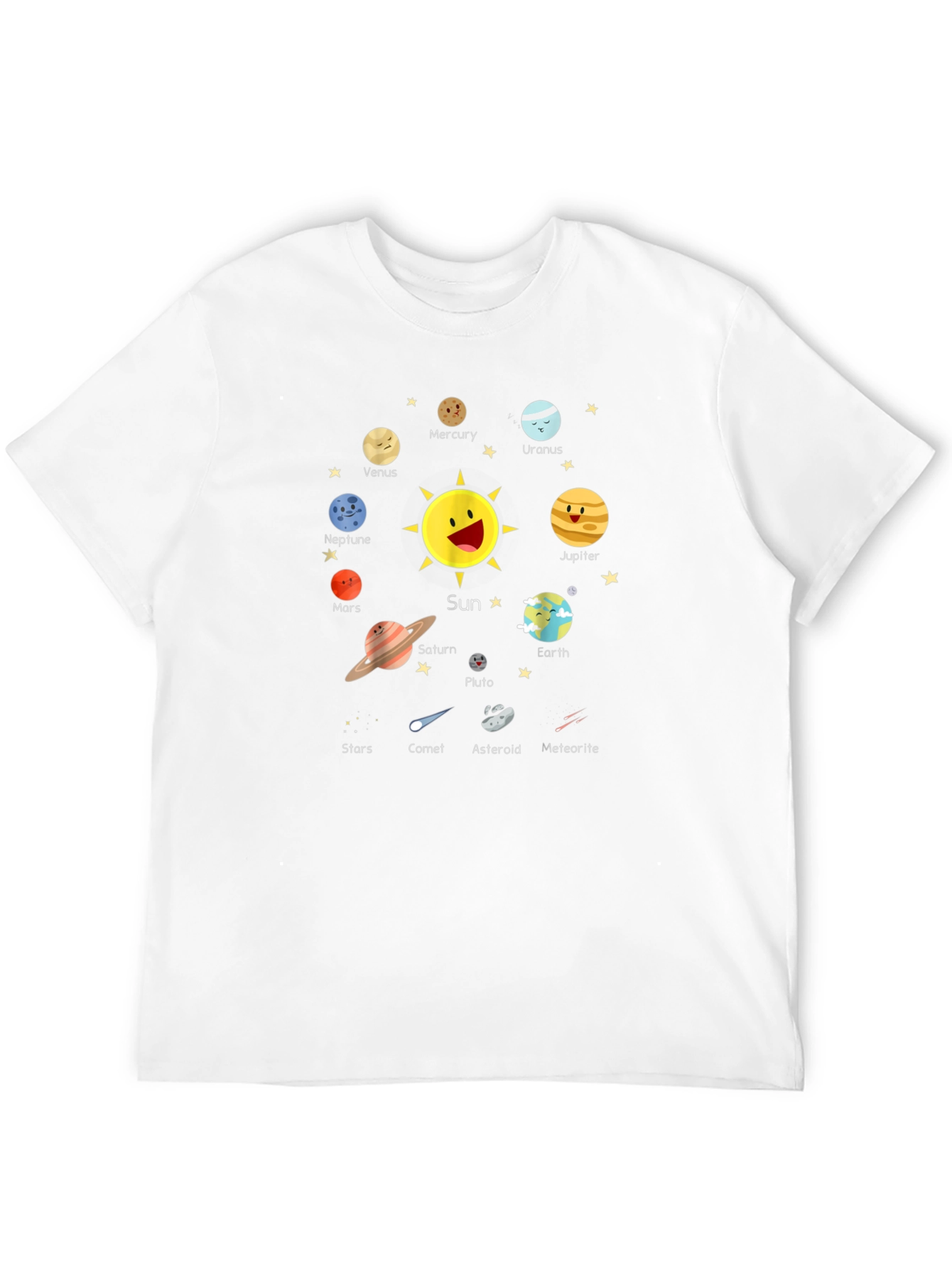 Black Solar System Planets Graphic Black T-Shirt view 12