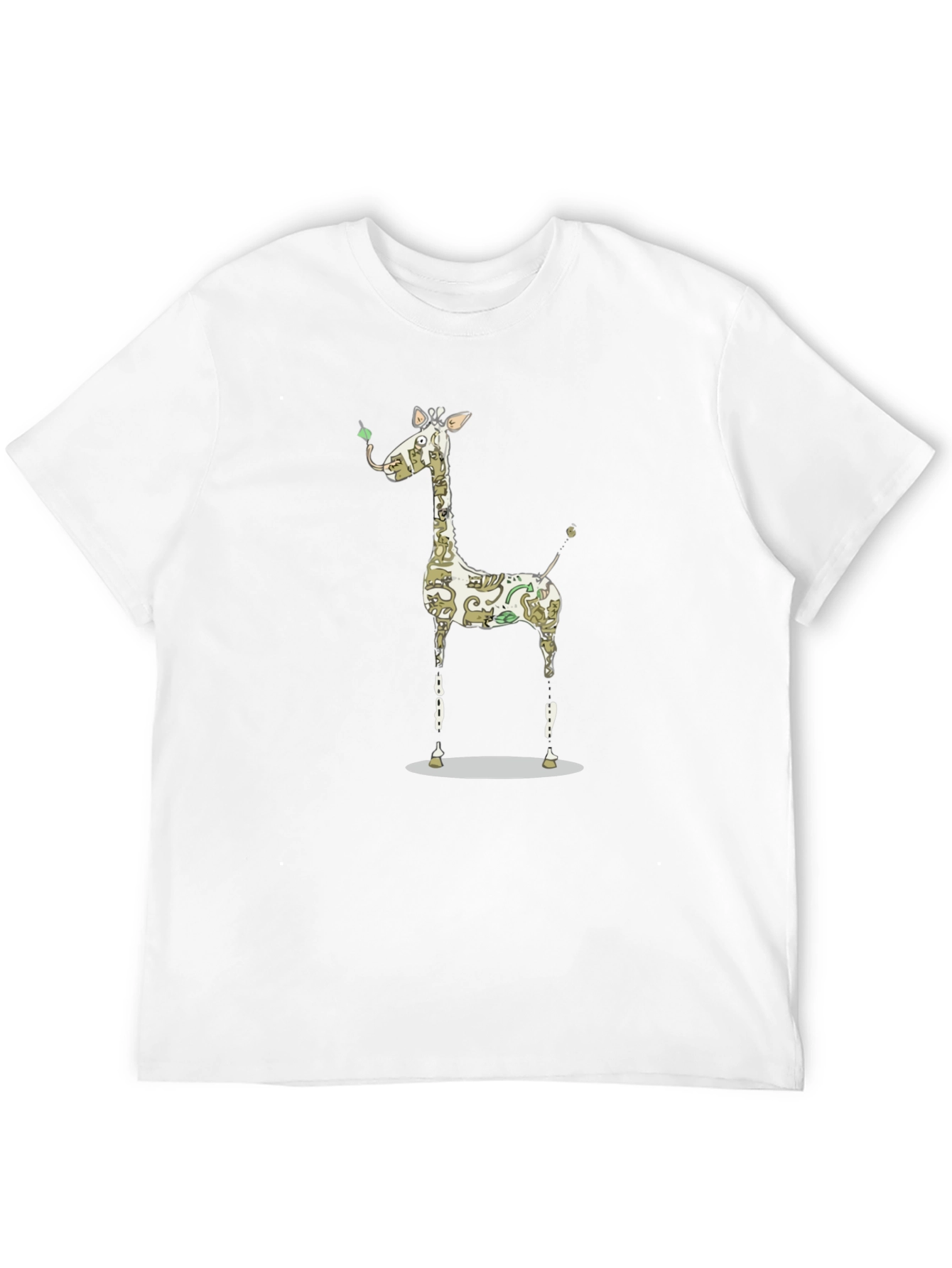 Black Giraffe Pattern T-Shirt, Unique Animal Print view 12