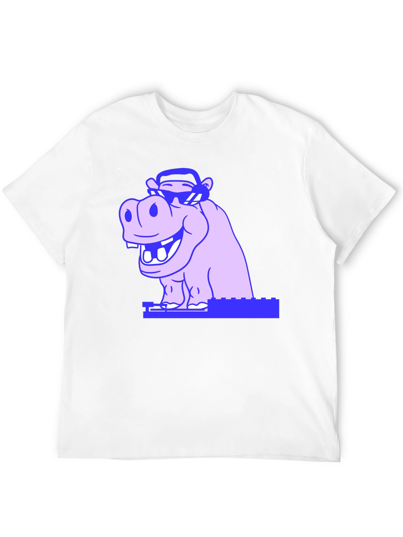 Black Cool Hippo Graphic Tee - Unisex Black T-Shirt view 12