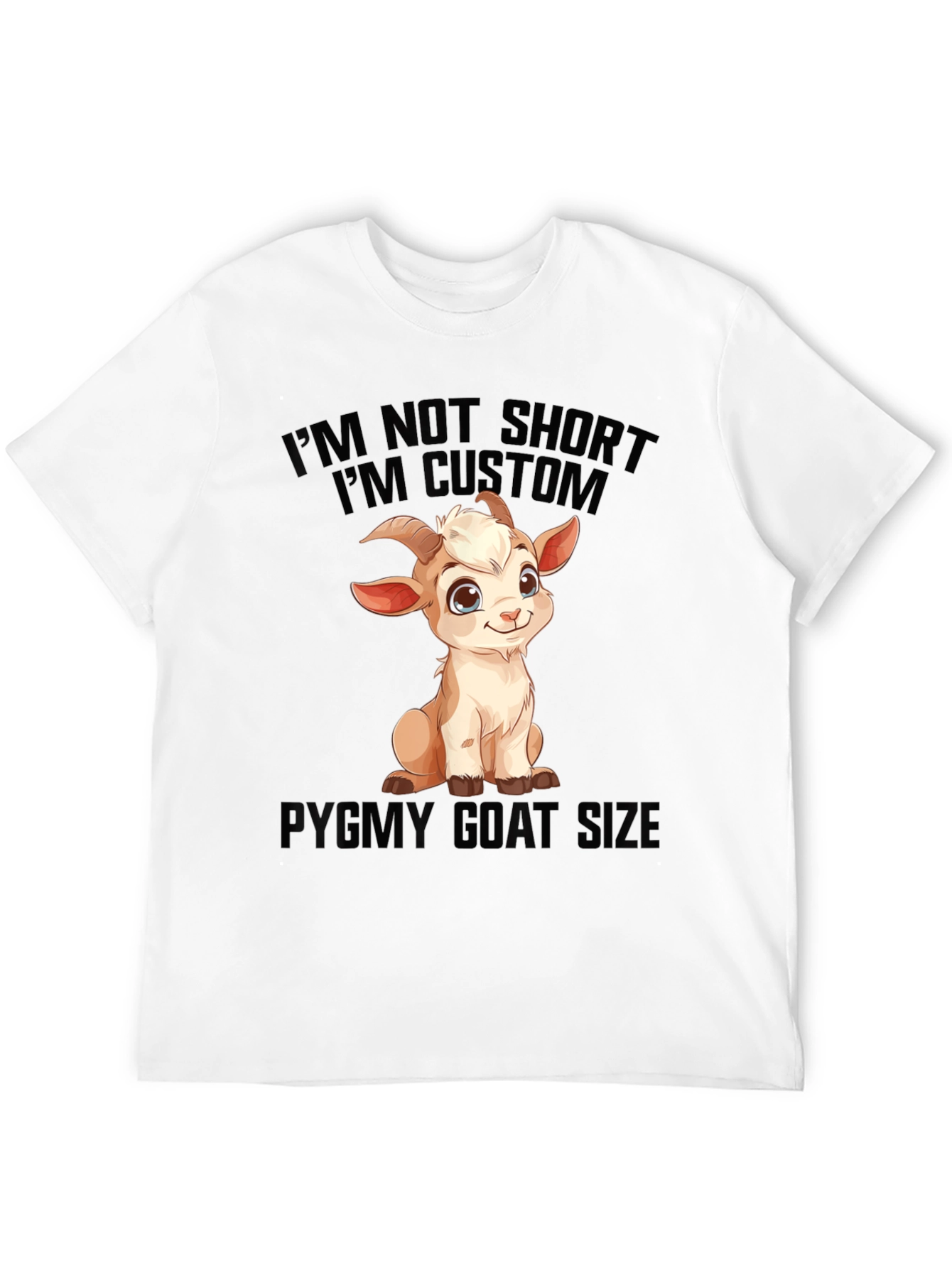 Black Funny Goat T-Shirt - I'm Not Short, I'm Custom! view 12