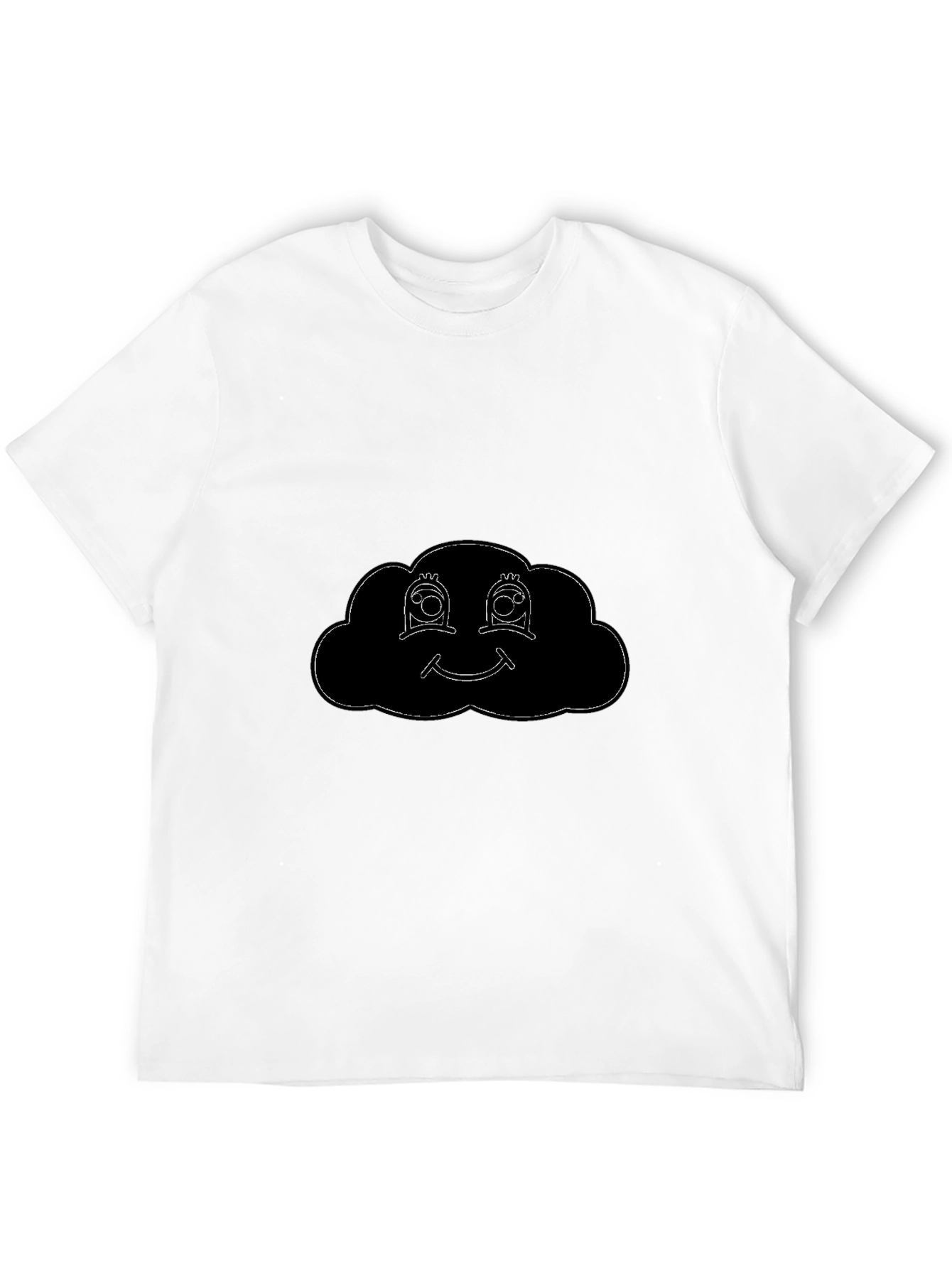 Black Smiling Cloud Graphic Tee - Black Cotton Comfort view 12