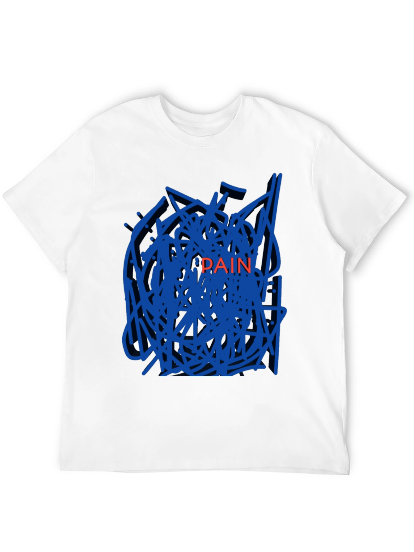 Black Edgy "Pain" Graphic Black T-Shirt view 12