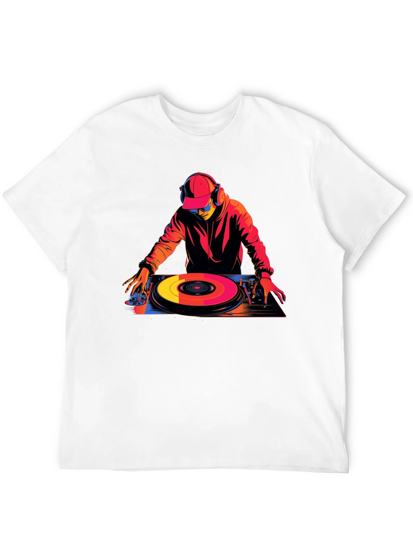 Black DJ Turntable Graphic Tee - Black Cotton Blend T-Shirt view 12