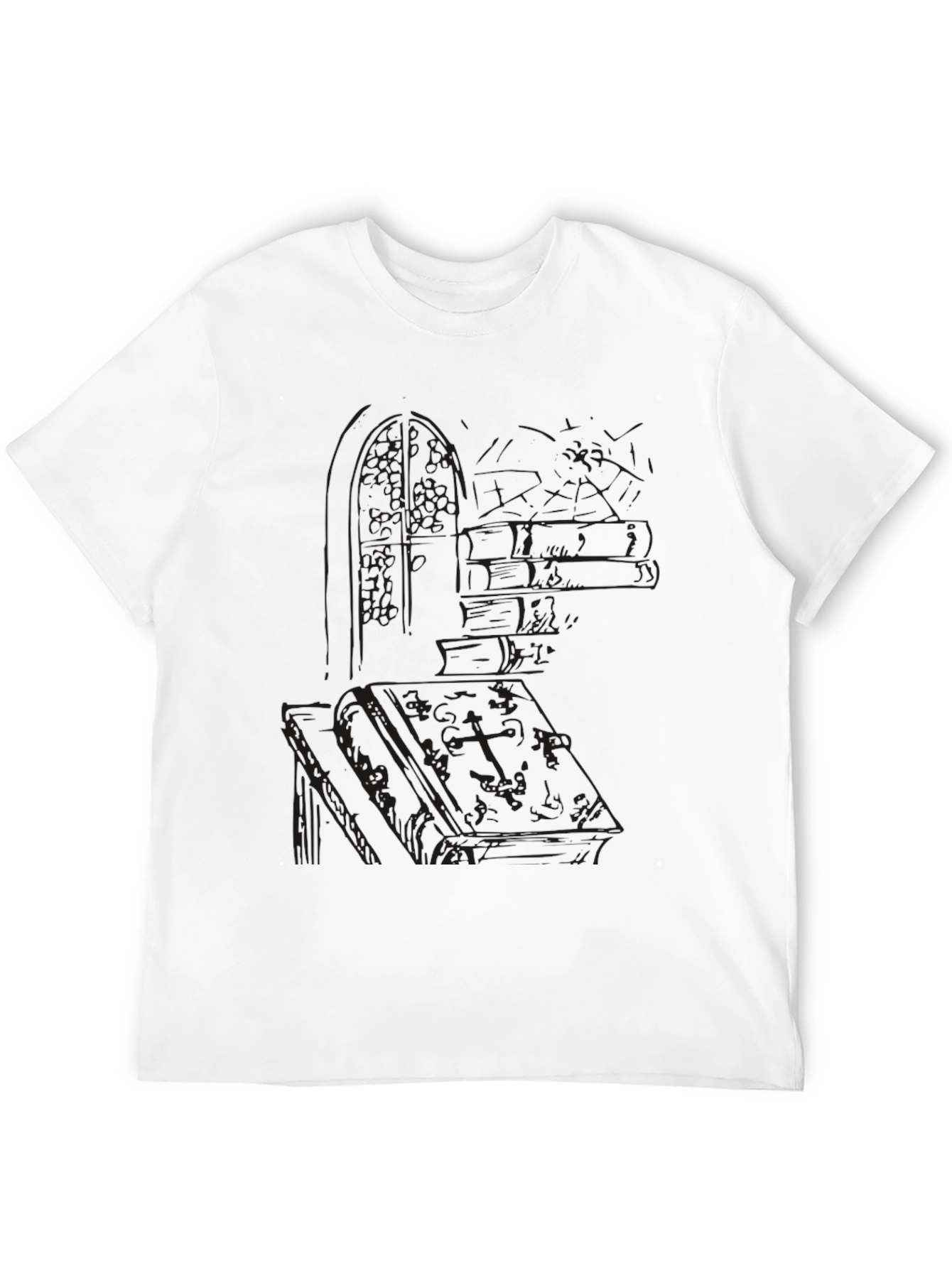 Black Men's Black Gothic Book T-Shirt view 12