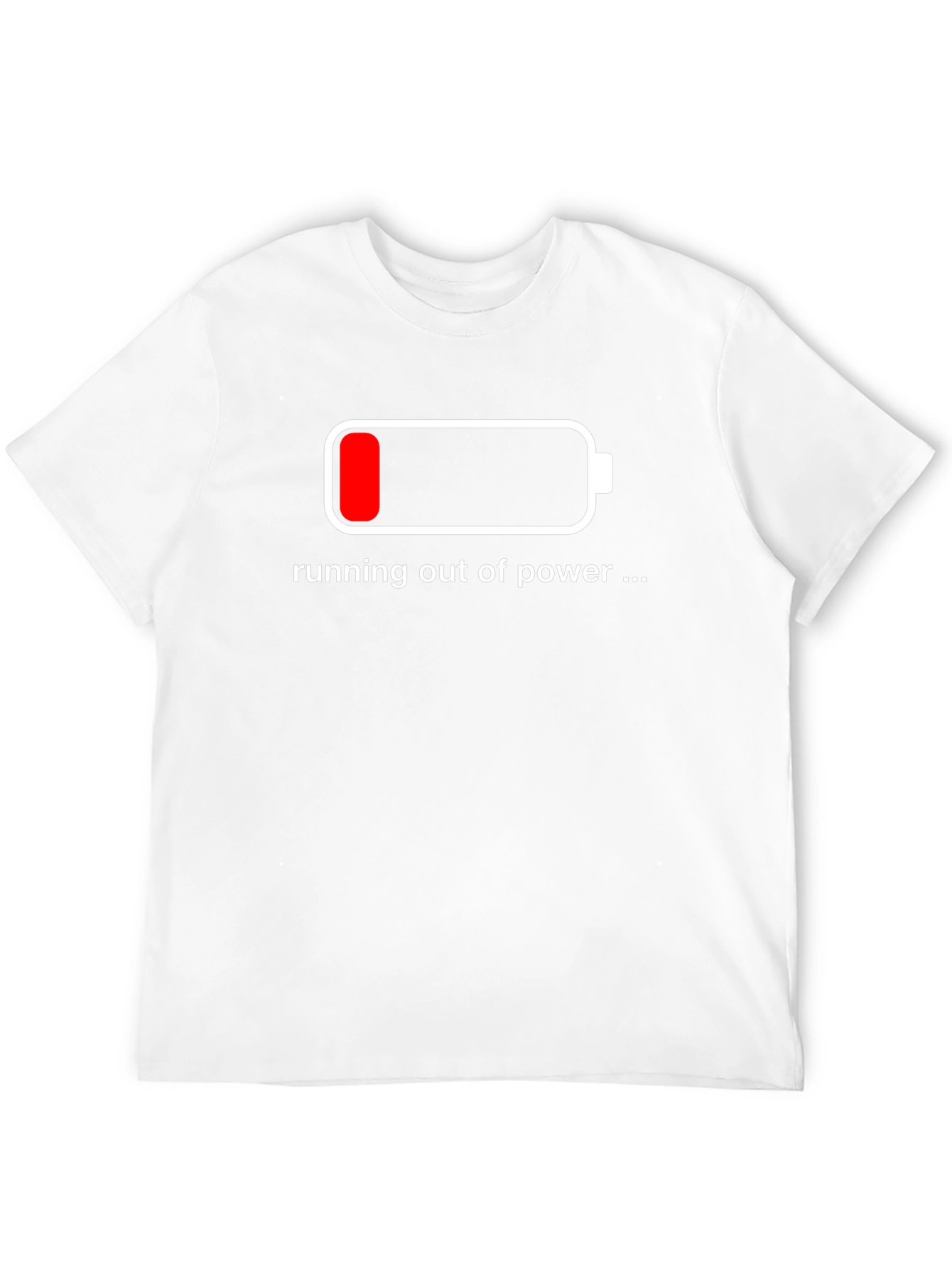 Black Running Out of Power T-Shirt - Low Battery Design view 12