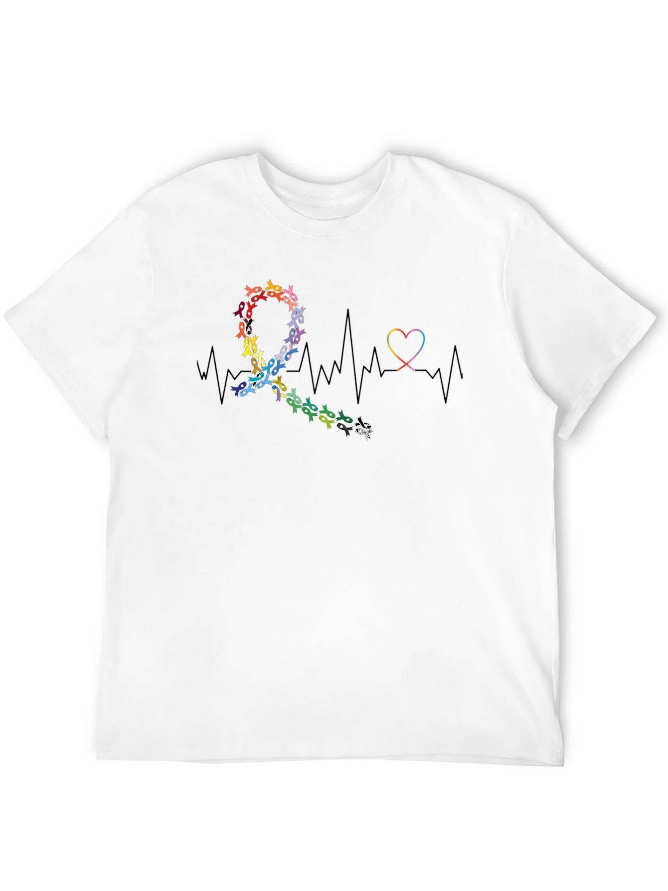 Black Awareness Ribbon Heartbeat Graphic T-Shirt view 12