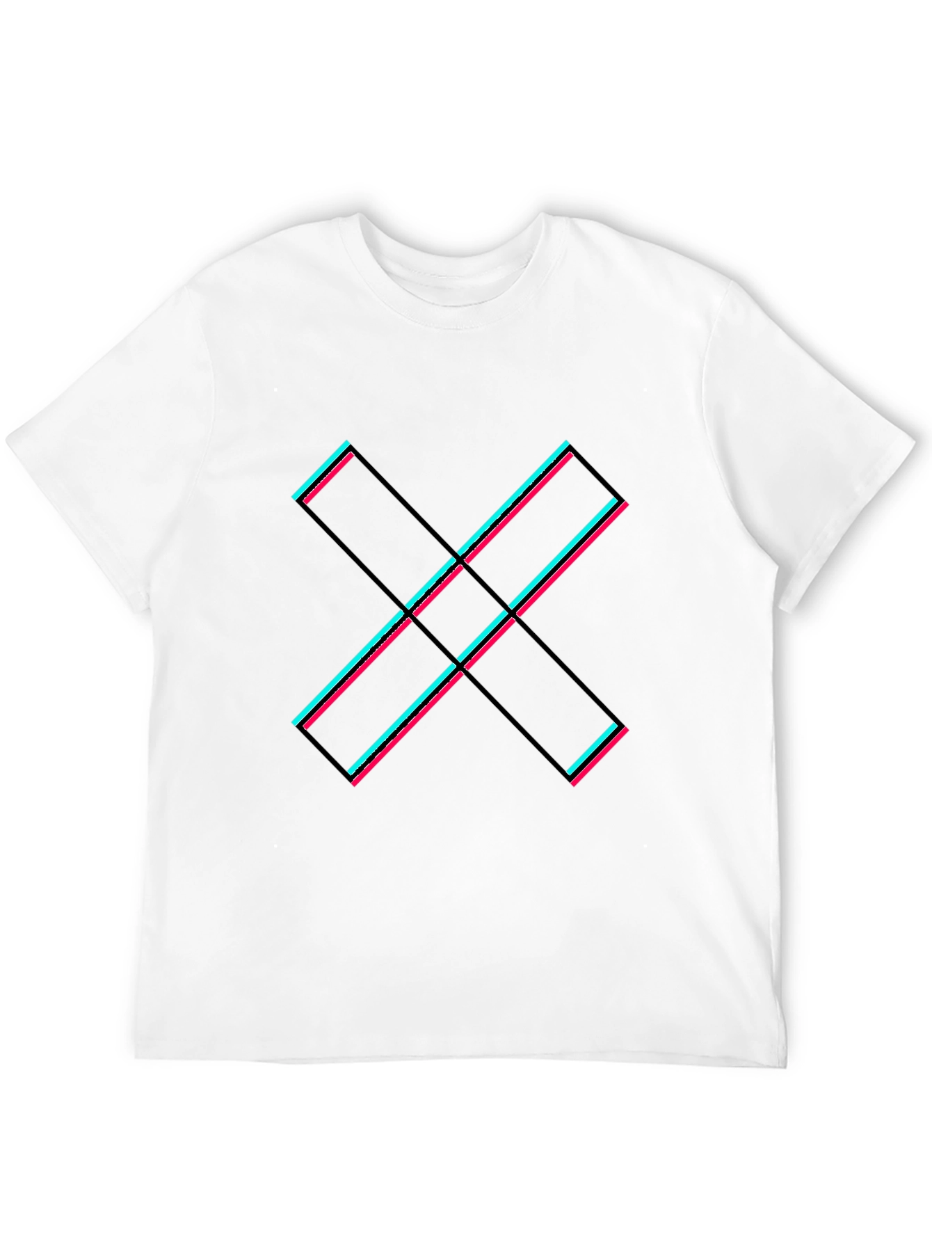 Black Modern Geometric X Graphic Tee - Black Cotton Casual view 12