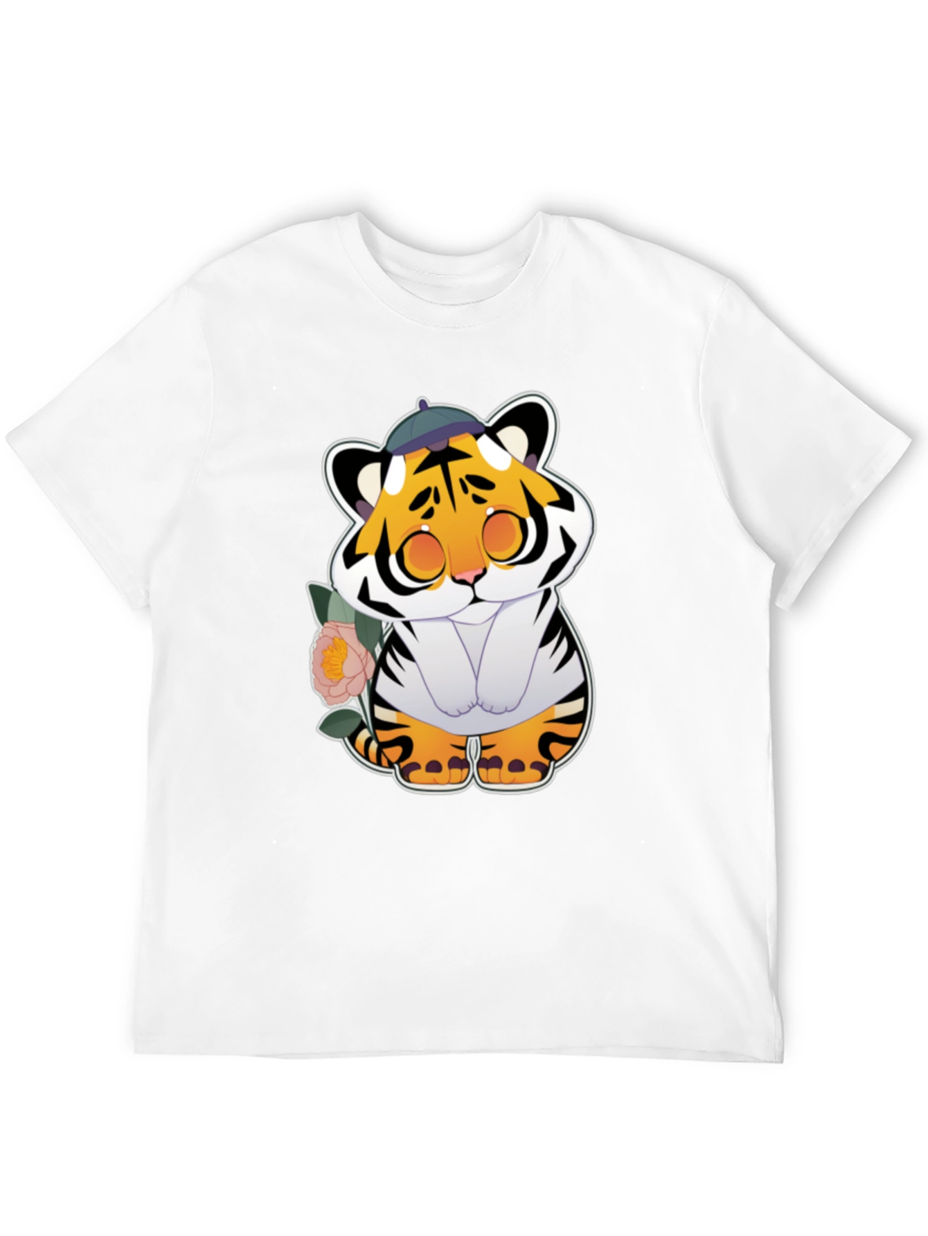 Black Cute Tiger Graphic Tee - Unisex Black T-Shirt view 12