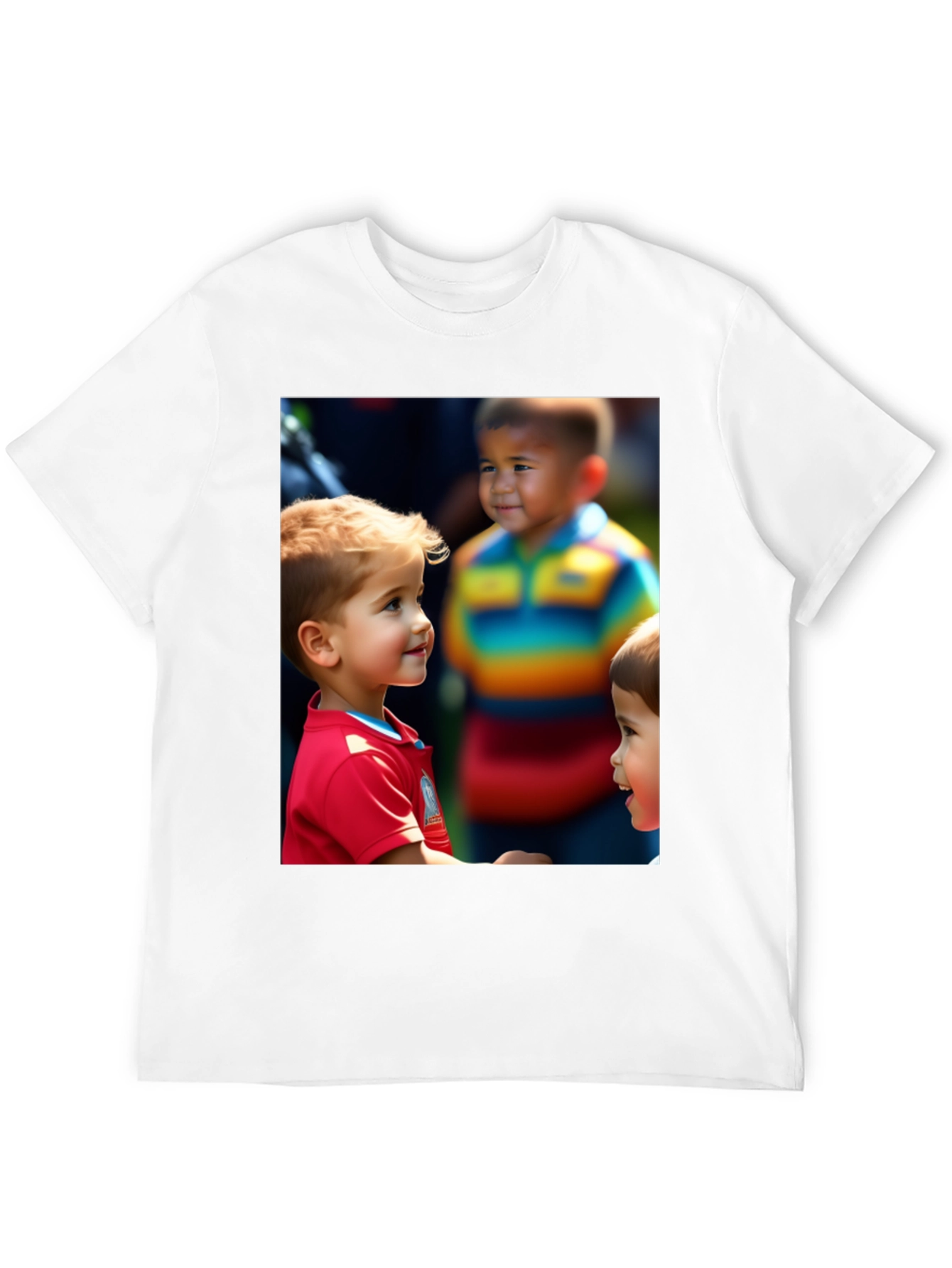 Black Unique T-Shirt with Adorable Children Print view 12