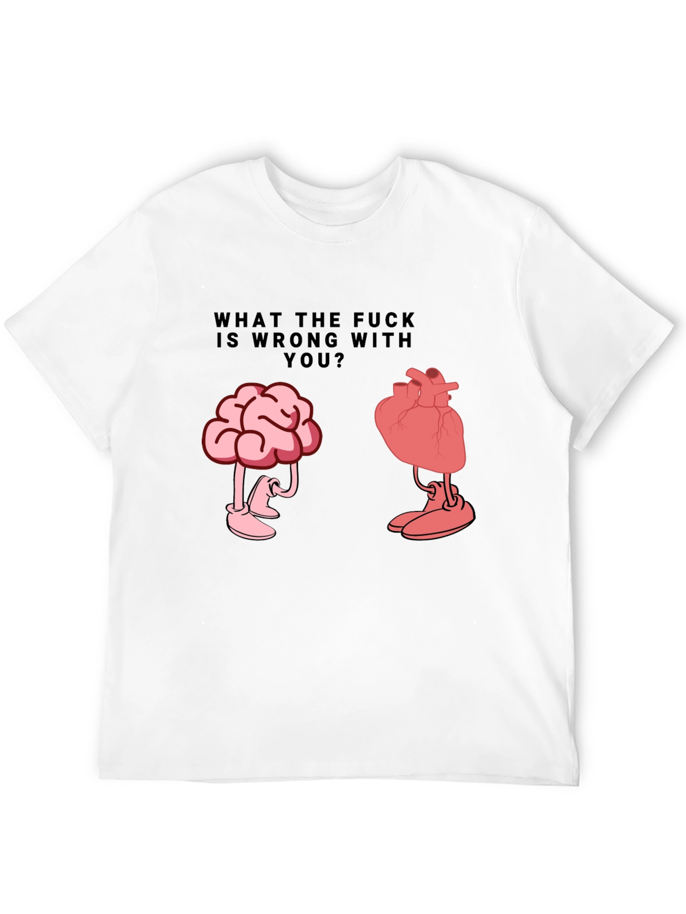 Black WTF Wrong With You Brain and Heart T-Shirt view 12