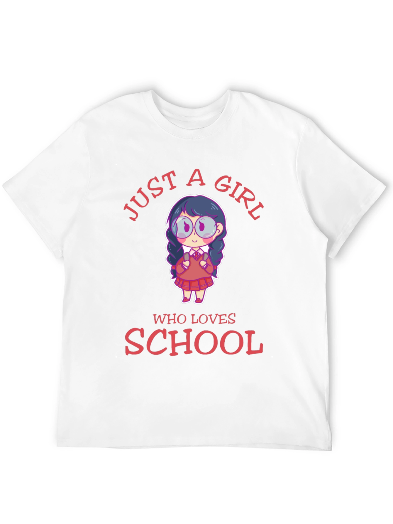 Black Just A Girl Who Loves School T-Shirt view 12