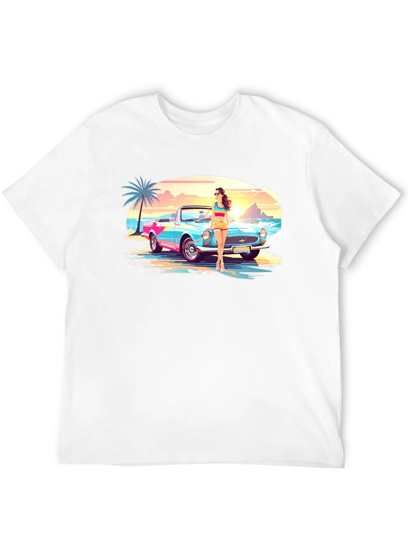 Black Retro Beach Car T-Shirt - Vacation Style view 12