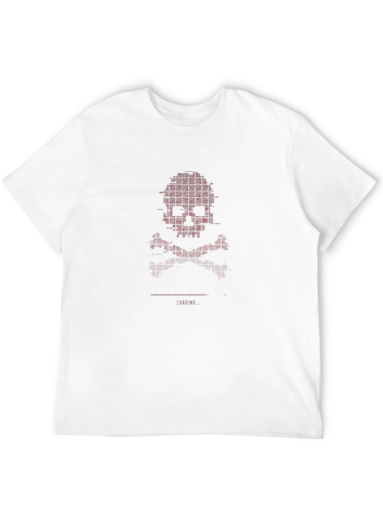 Pixel Skull Loading Black T-Shirt - Digital Glitch Design - 12