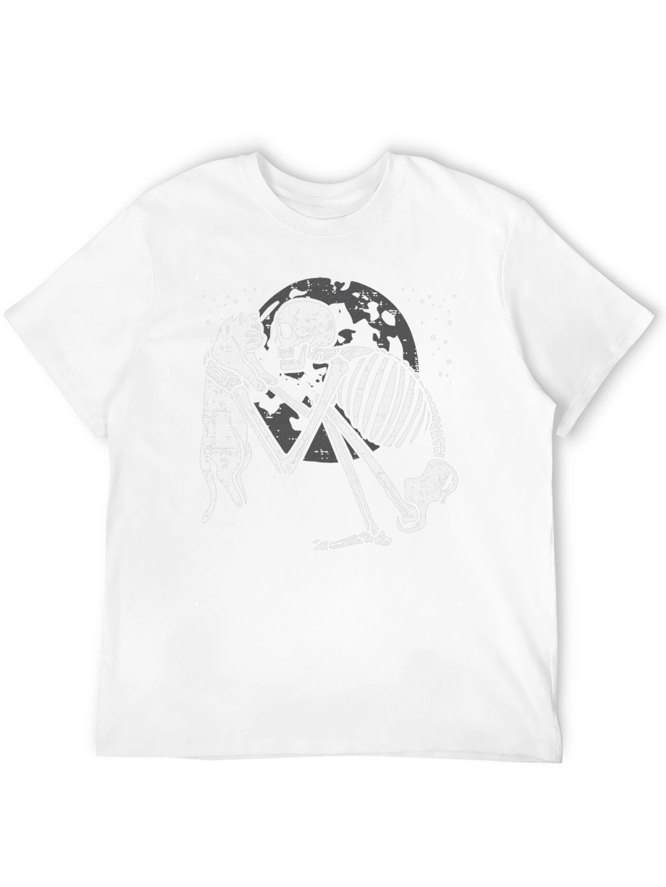 Black Skeleton and Cat Graphic T-Shirt - Dark Humor Tee view 12