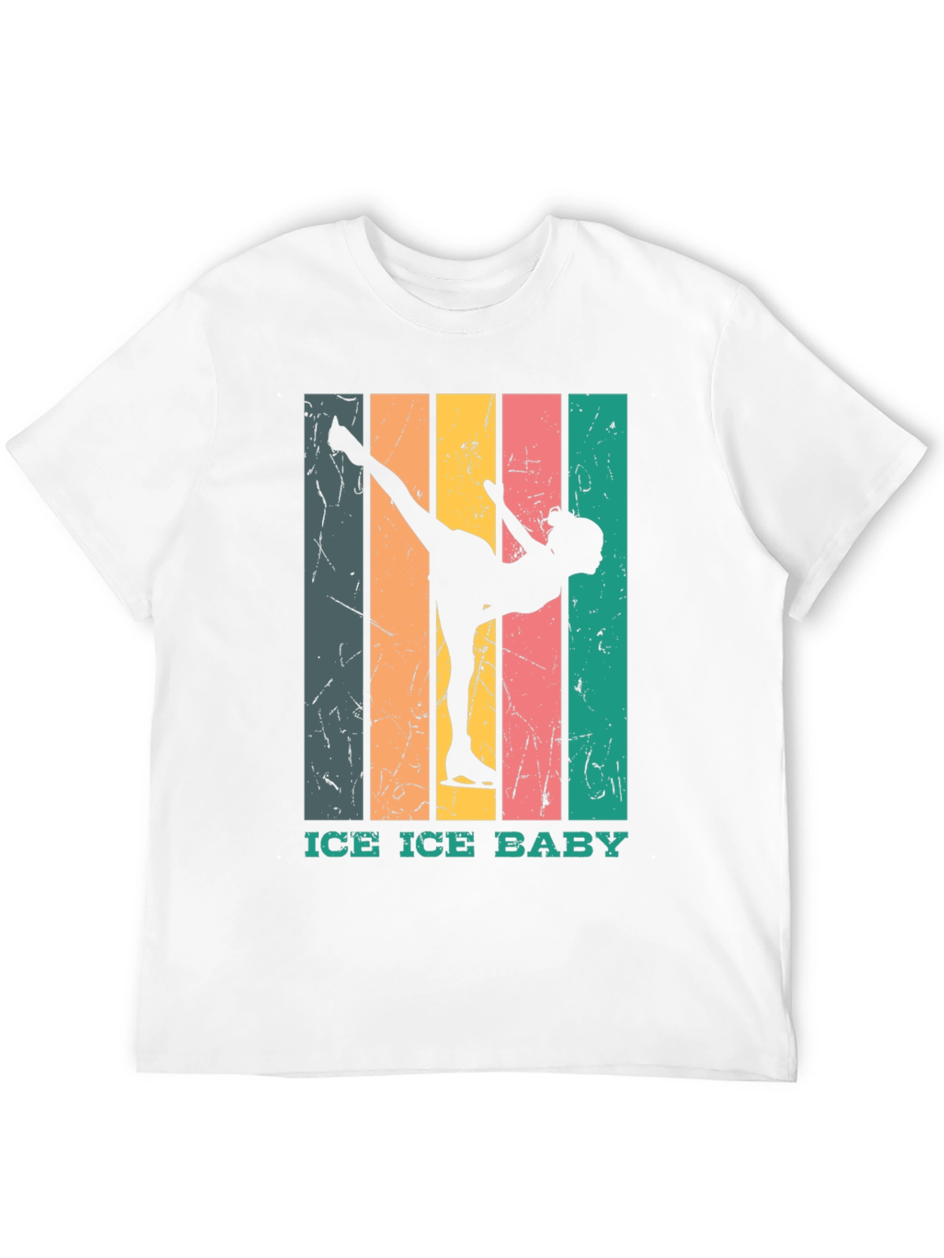 Black Retro Ice Skating T-Shirt - "Ice Ice Baby" Design view 12