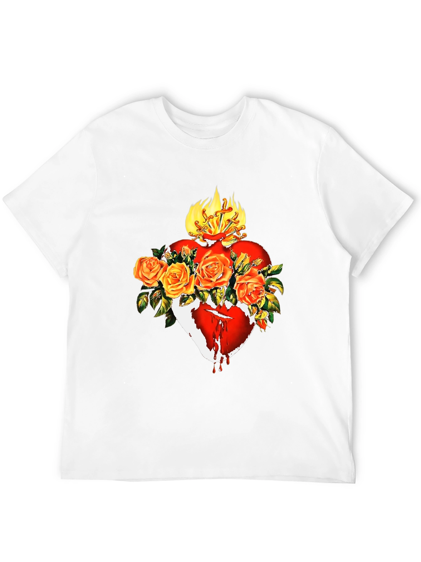 Black Sacred Heart Rose T-Shirt - Unique Graphic Tee view 12