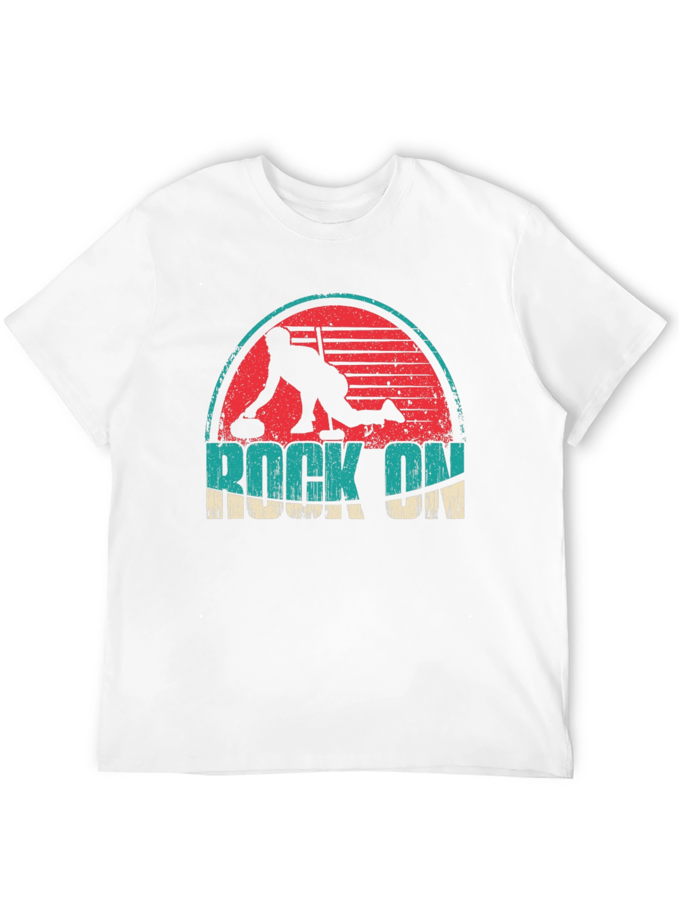 Black Rock On Curling Graphic Tee - Retro Design view 12