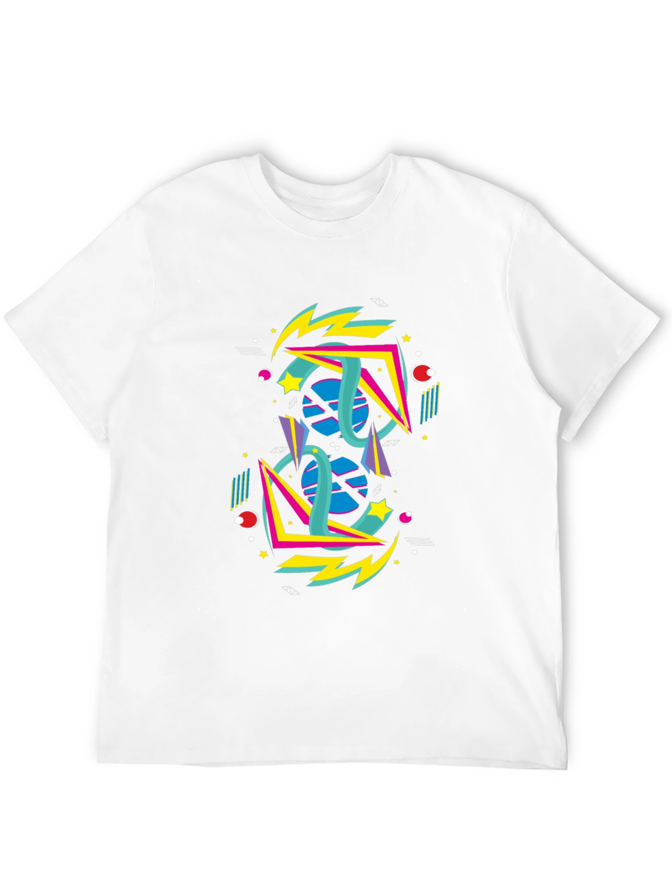 Black Retro 80s Geometric Graphic T-Shirt view 12