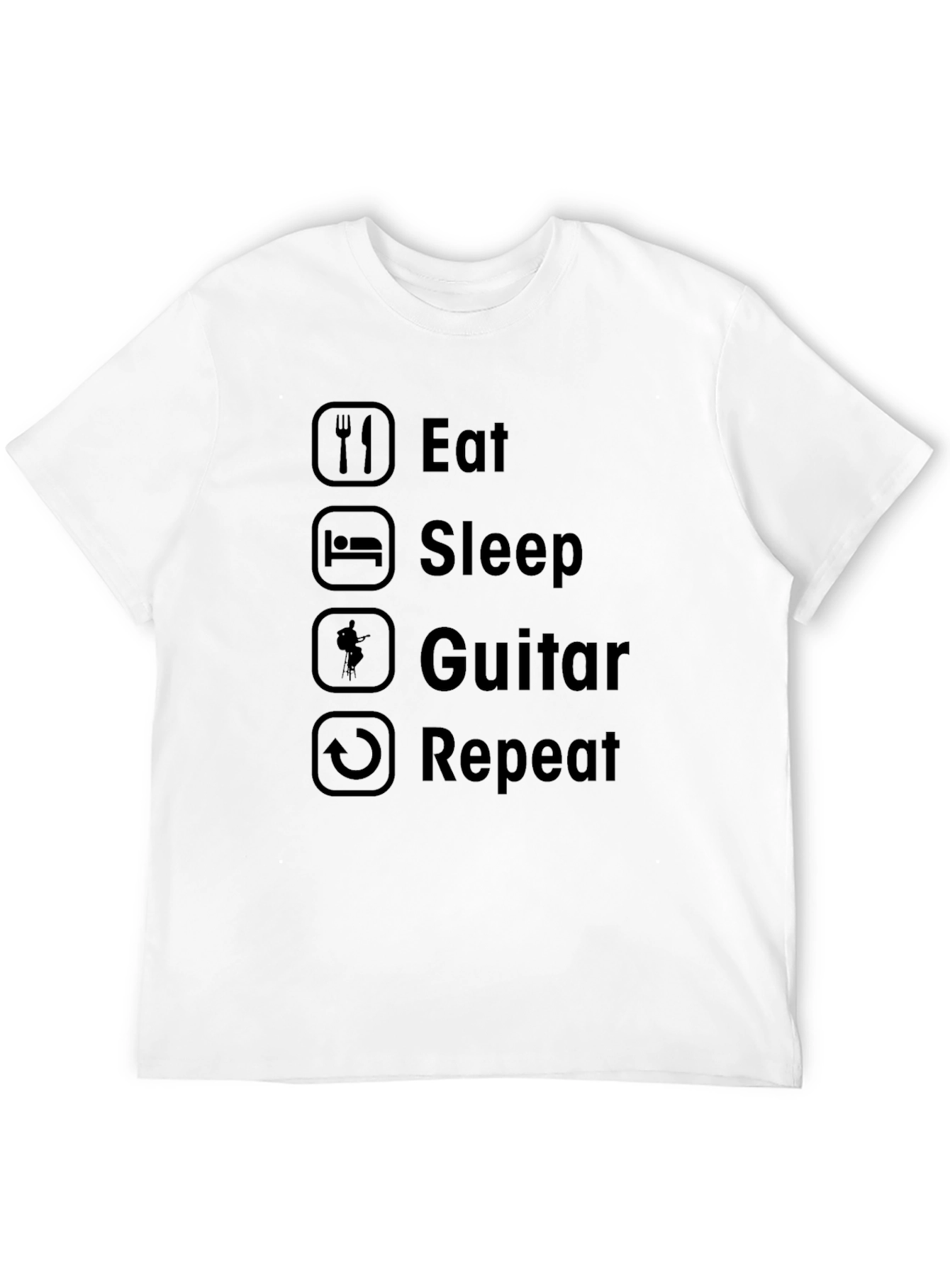 Black Eat Sleep Guitar Repeat T-Shirt - Musician Humor Tee view 12