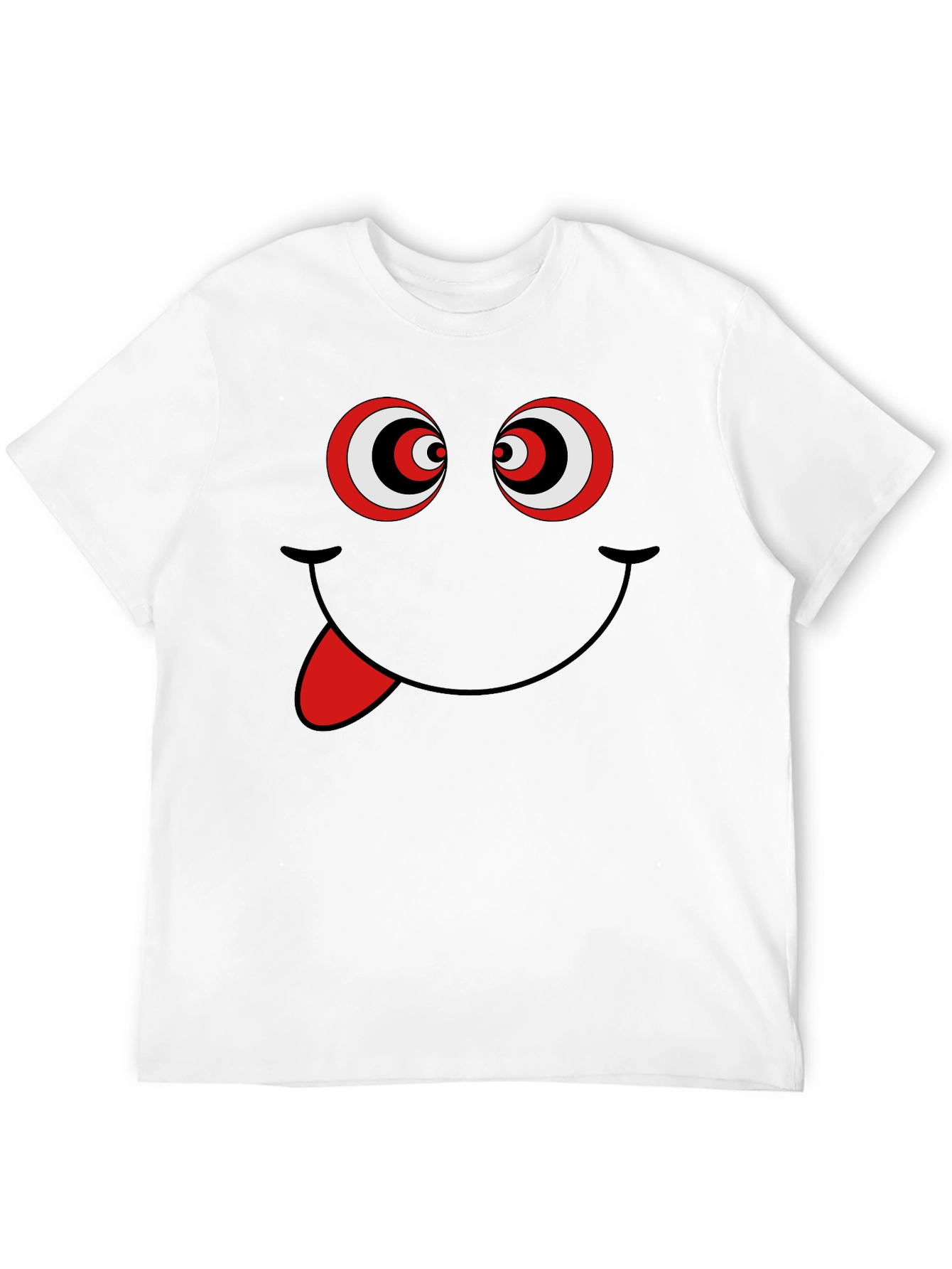 Black Funny Graphic Tee - Crazy Eyes Smiley Face T-Shirt view 12