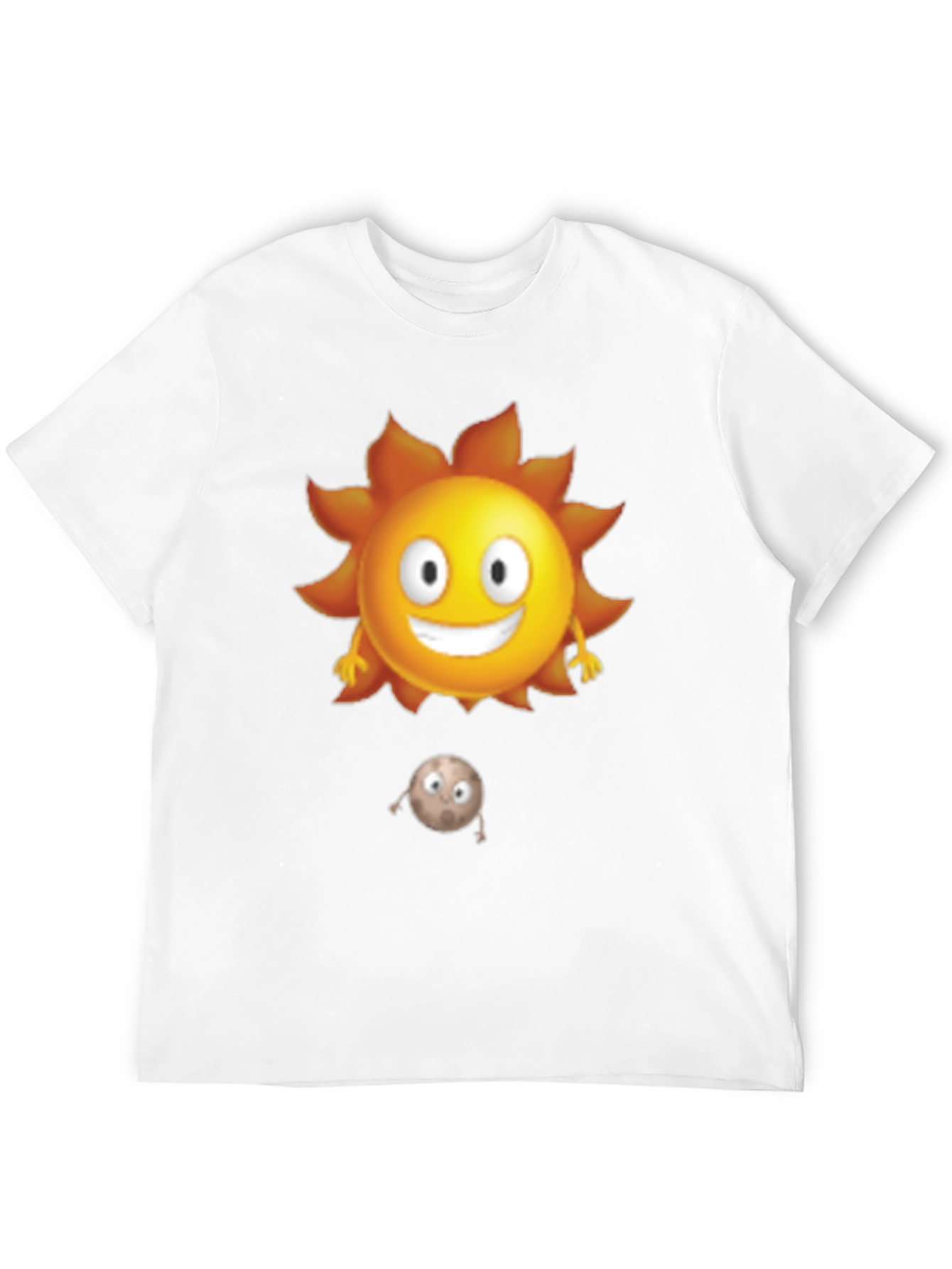Black Cartoon Sun and Moon Black T-Shirt view 12