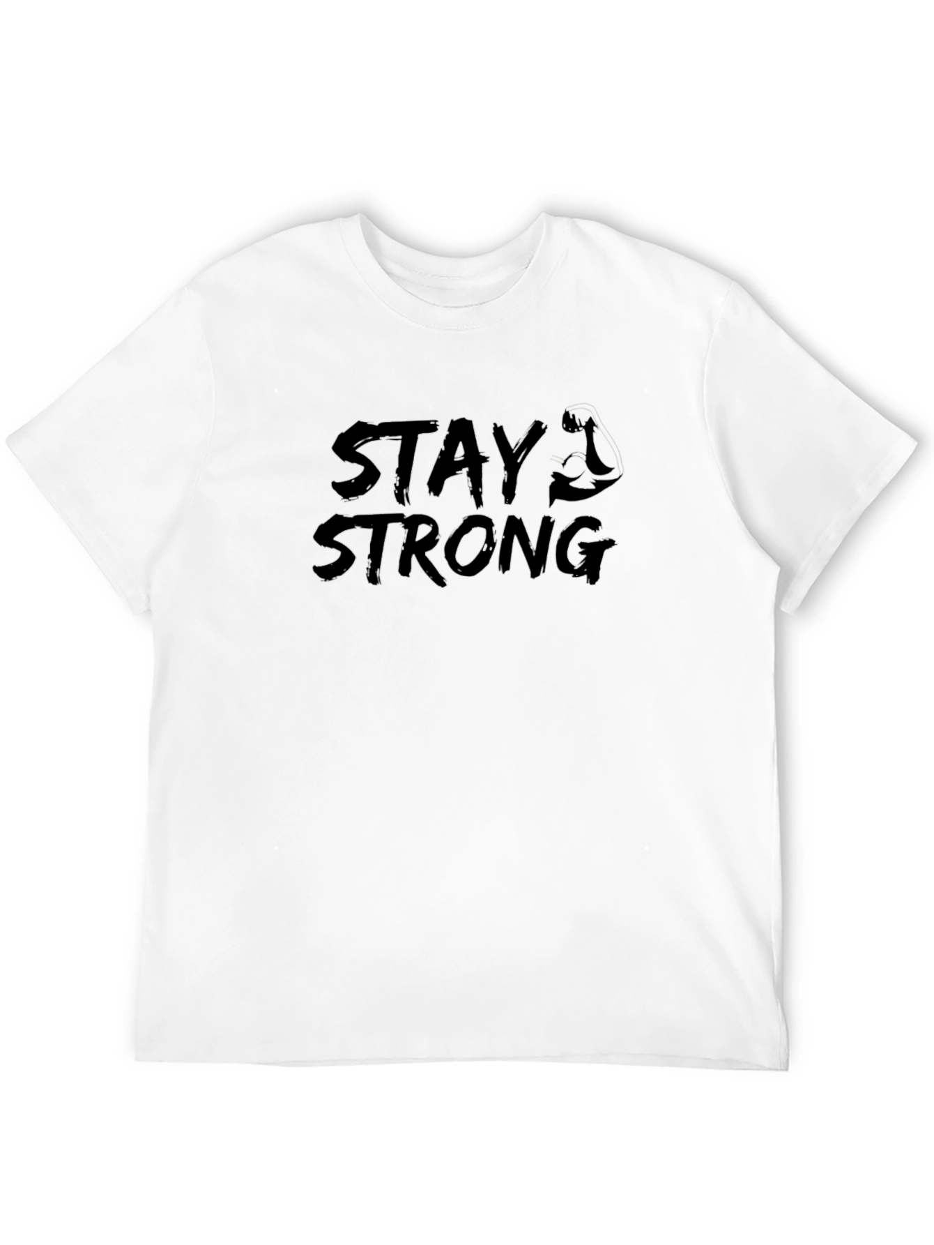 Black Stay Strong Graphic Tee - Black Cotton Fitness Shirt view 12
