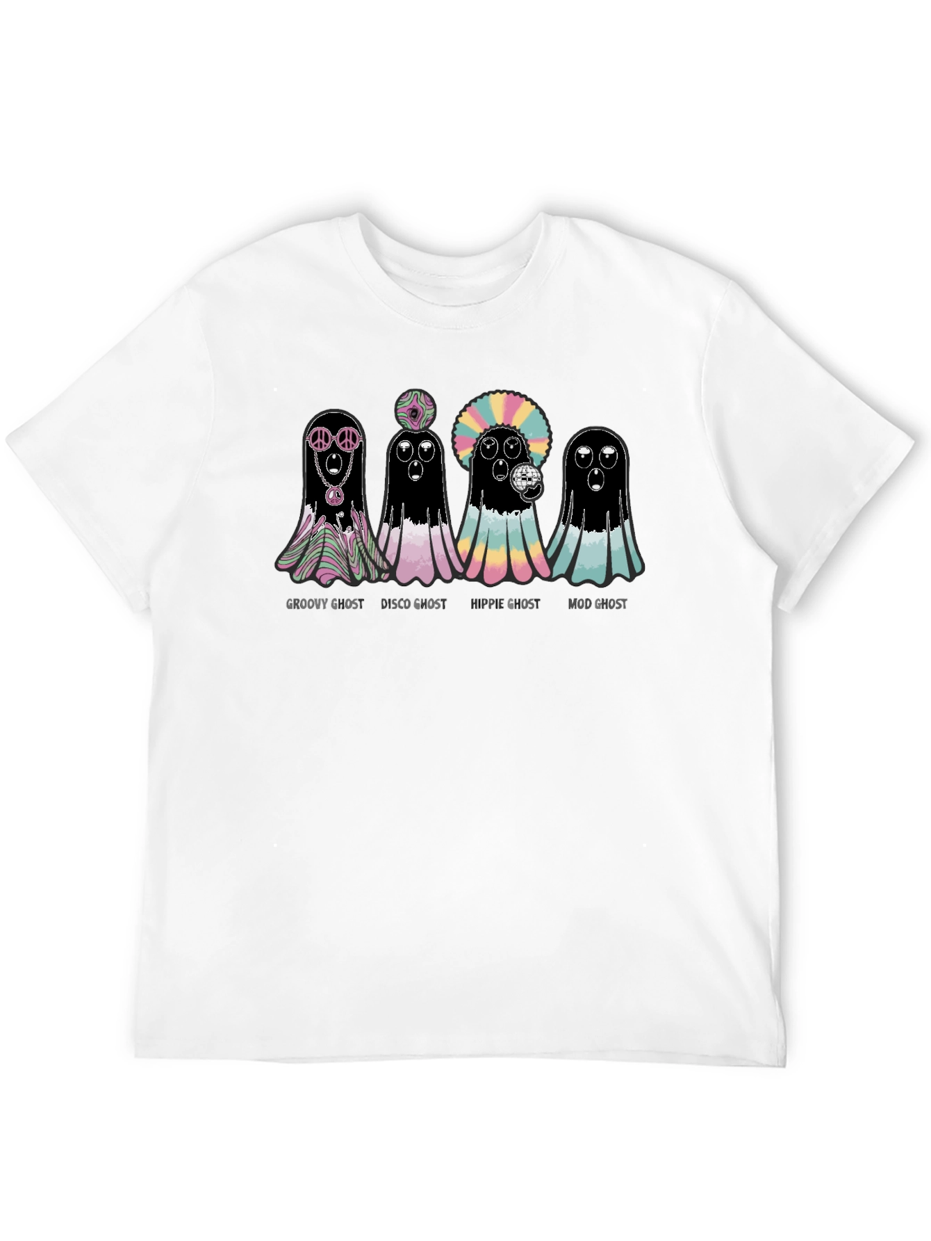 Black Groovy Ghost T-Shirt - Halloween Fun view 12