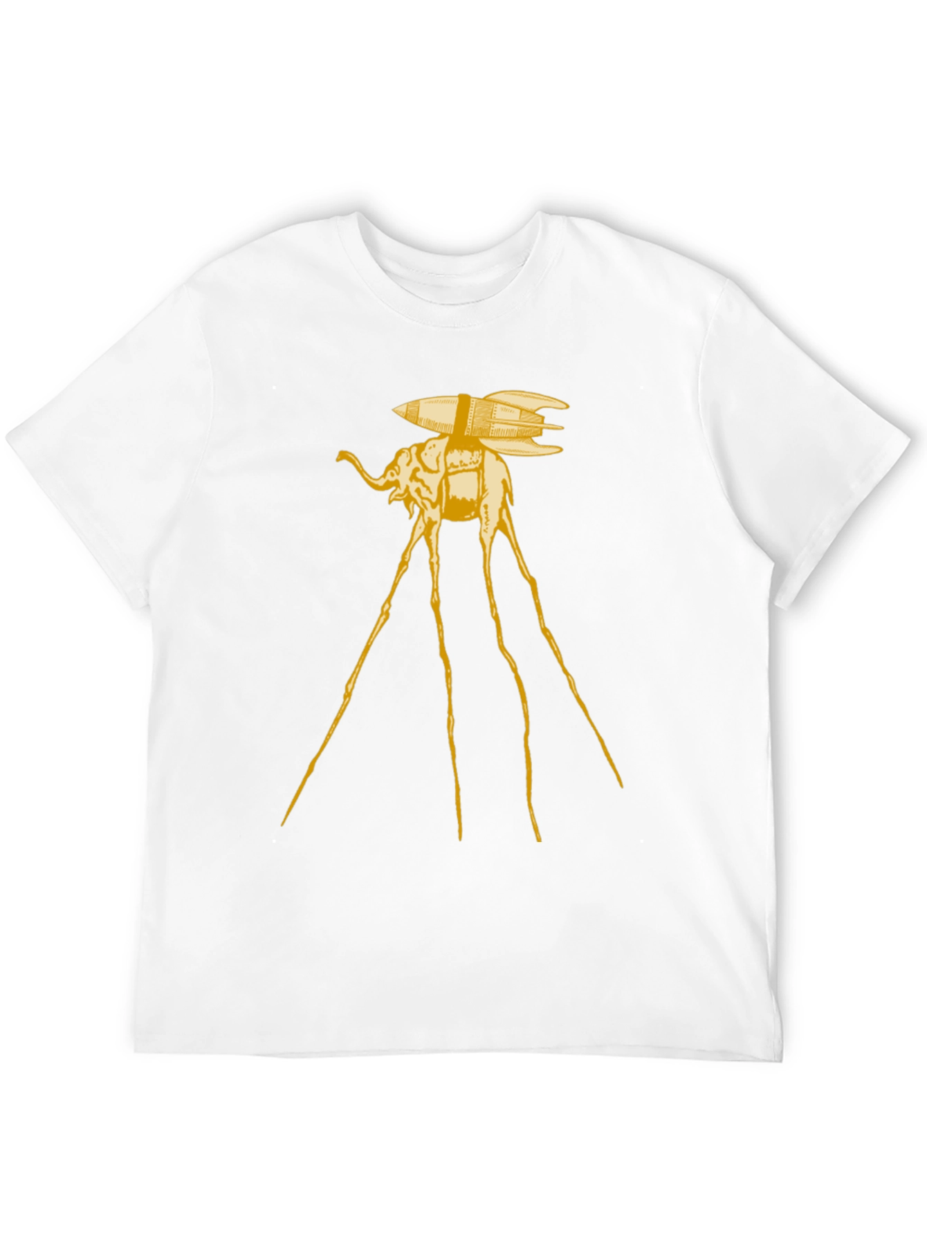 Surreal Elephant Rocket T-Shirt - Artistic Black Tee - 12