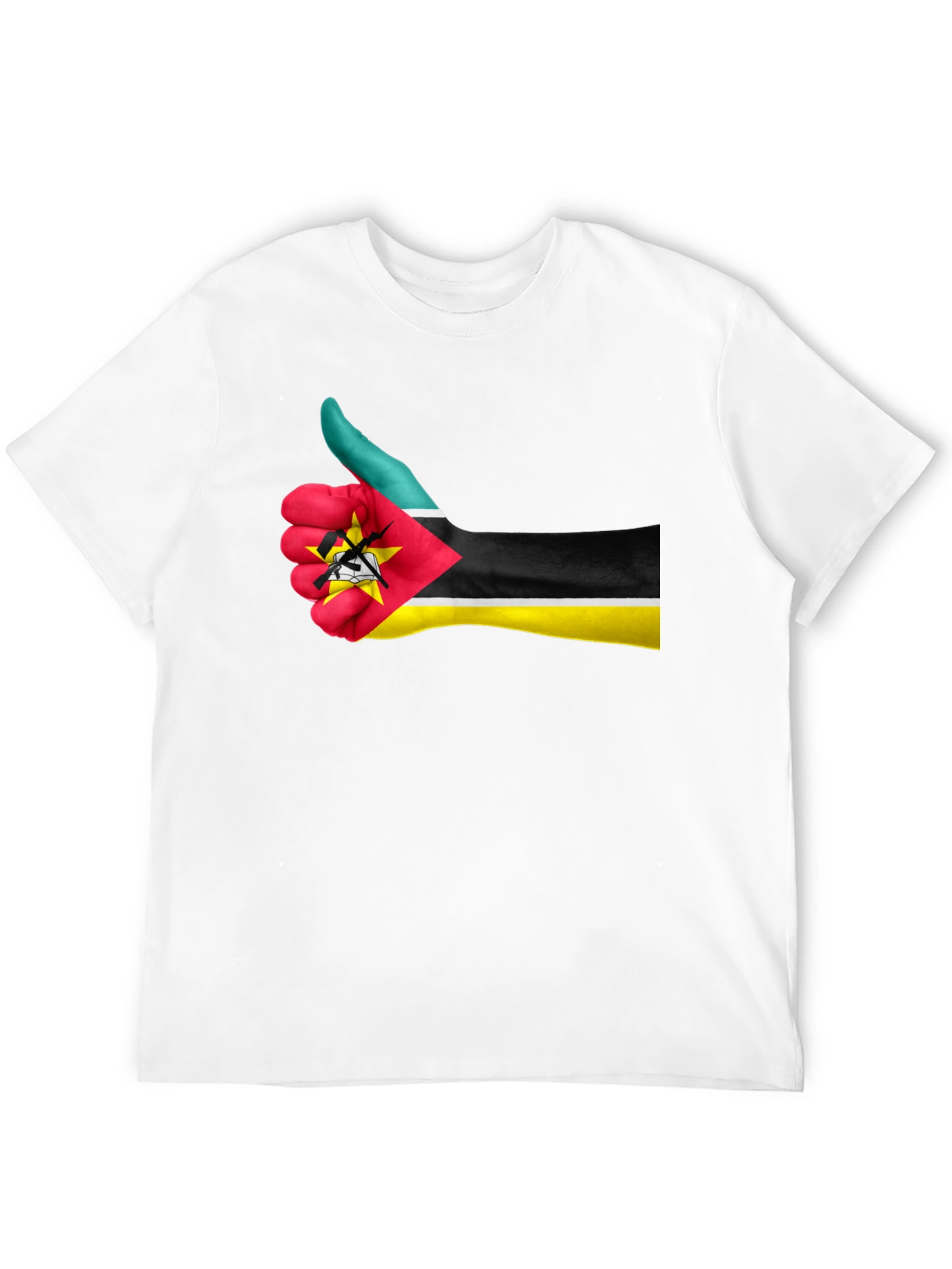 Black Mozambique Flag Thumb Up Graphic T-Shirt view 12