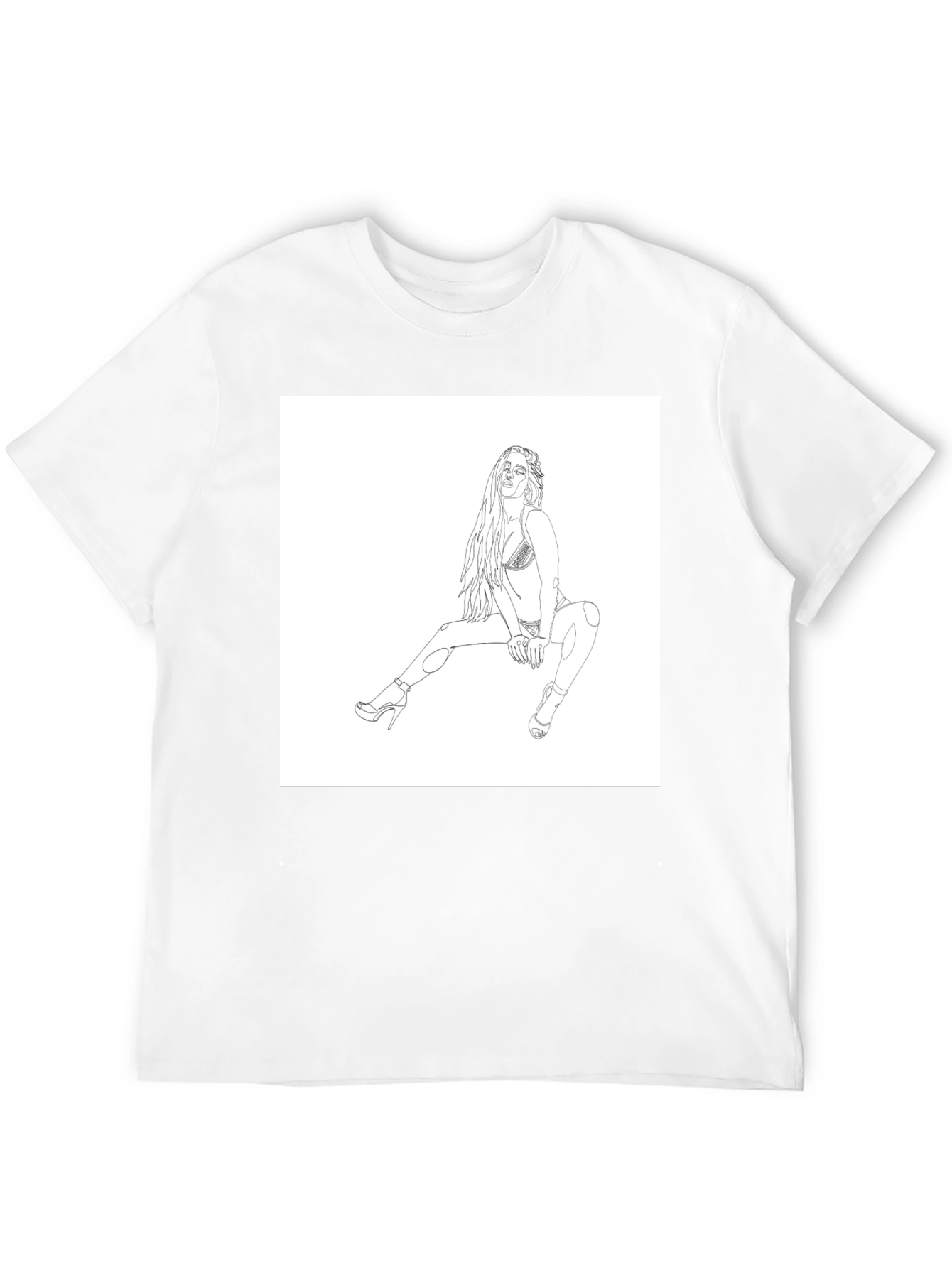 Black Black Graphic Tee - Woman Sketch Design view 12