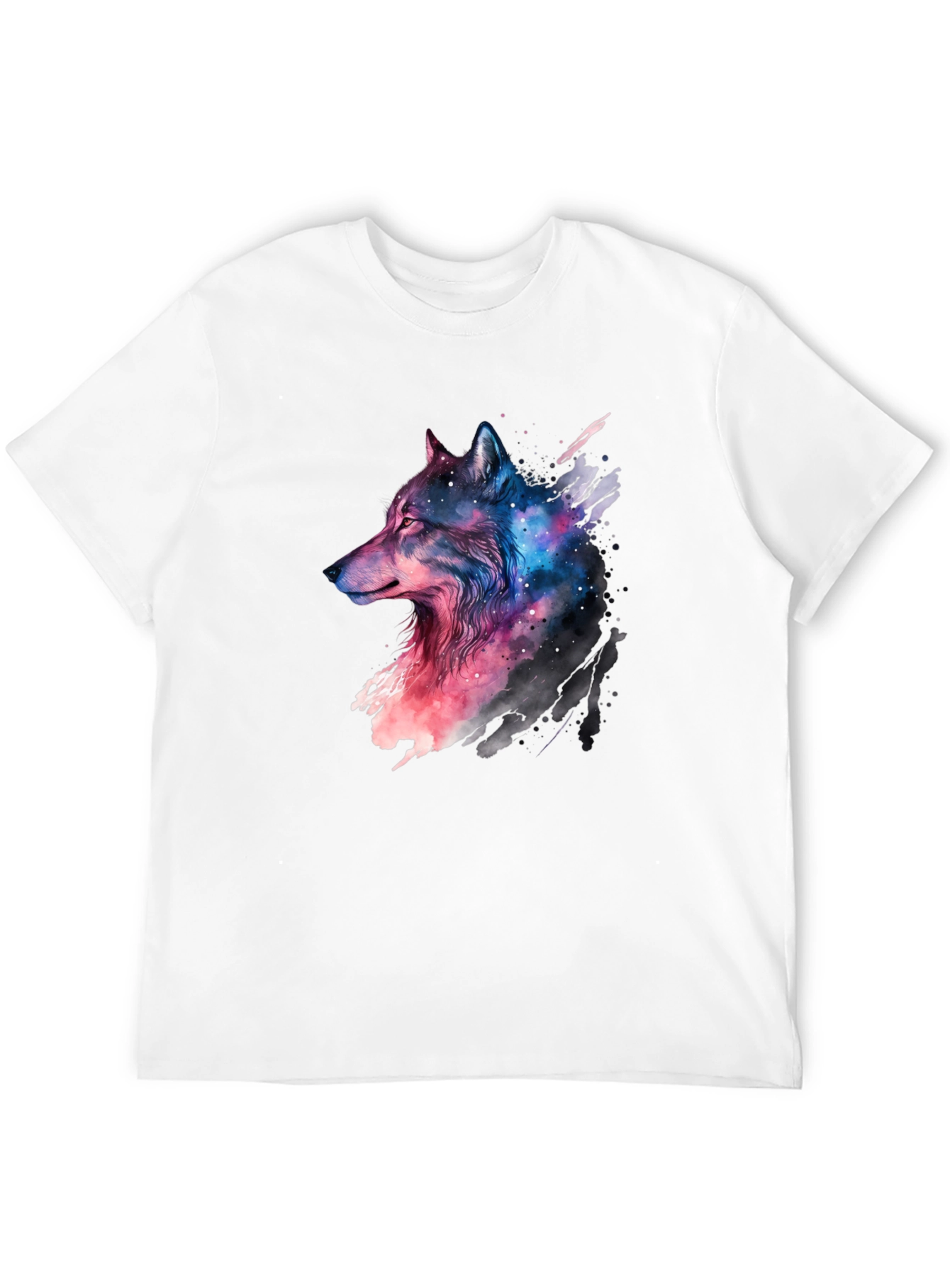 Black Galaxy Wolf Graphic Black T-Shirt view 12