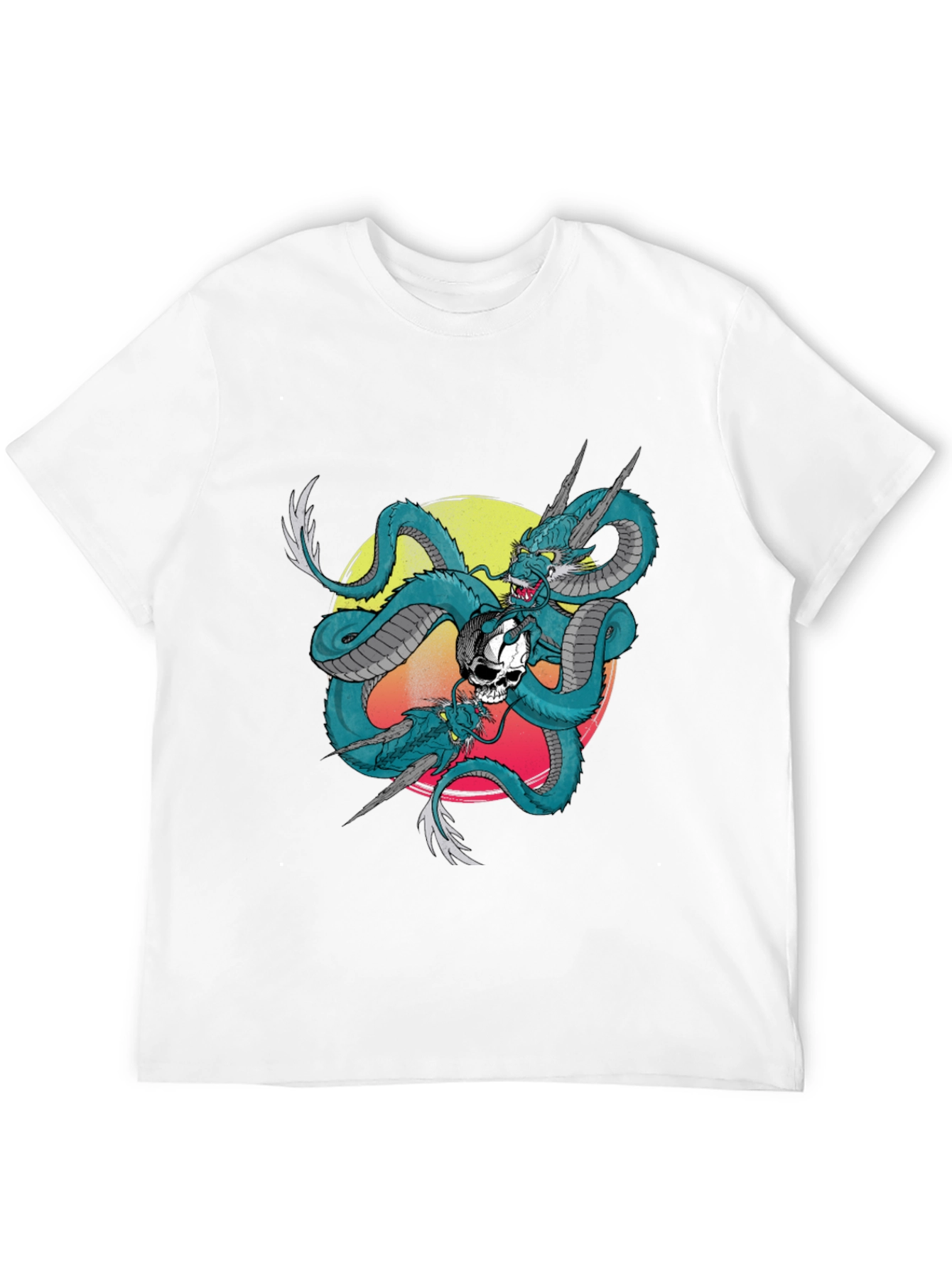 Black Dragon & Skull Graphic Print Tee - Black view 12