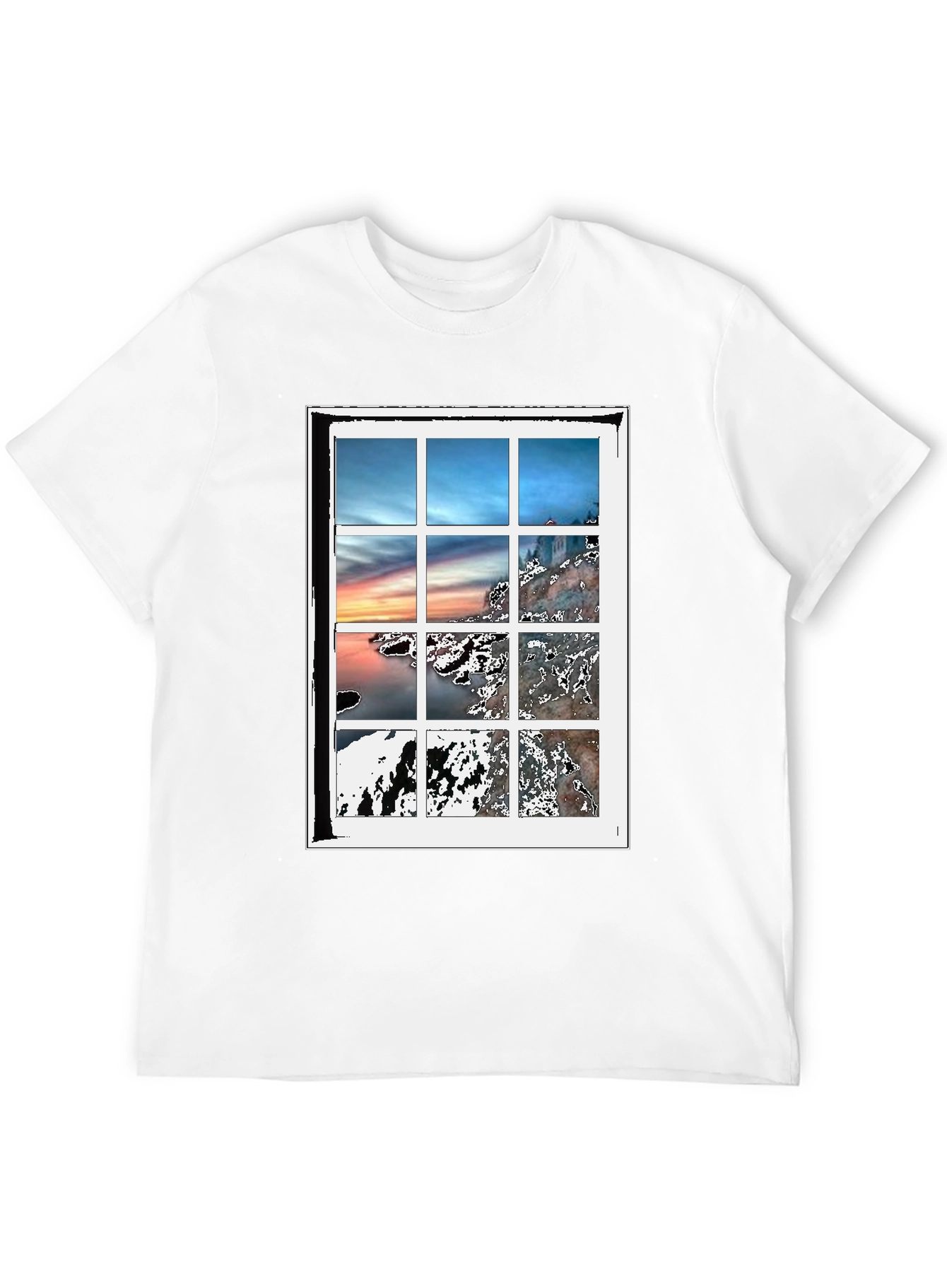 Black Scenic Window Graphic Tee - Black Cotton Blend T-Shirt view 12