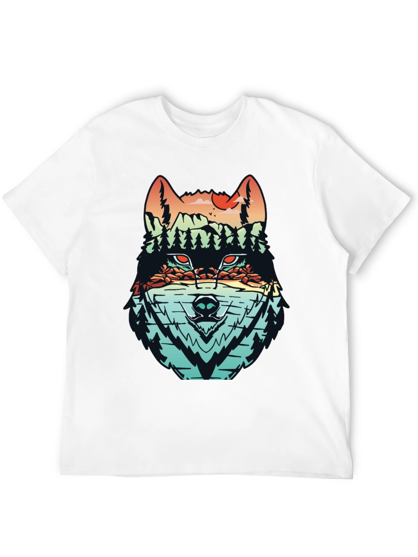 Black Nature Wolf Graphic Tee - Modern Mountainscape Design view 12