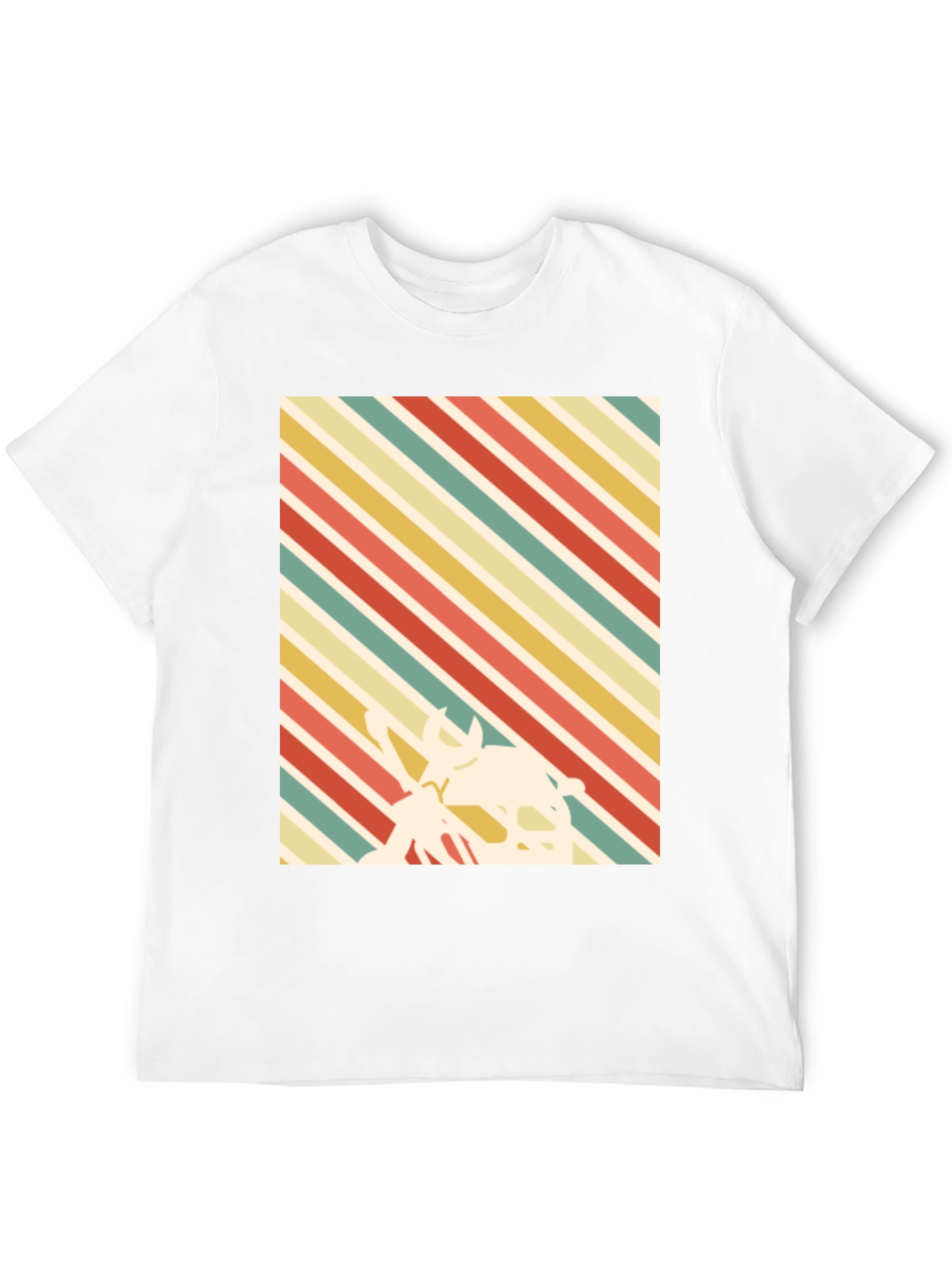 Black Retro Striped T-Shirt with Silhouette Design view 12