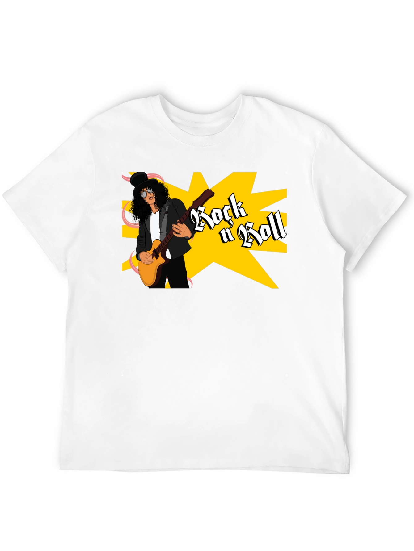 Black Rock n Roll Guitarist Graphic Tee - Black view 12
