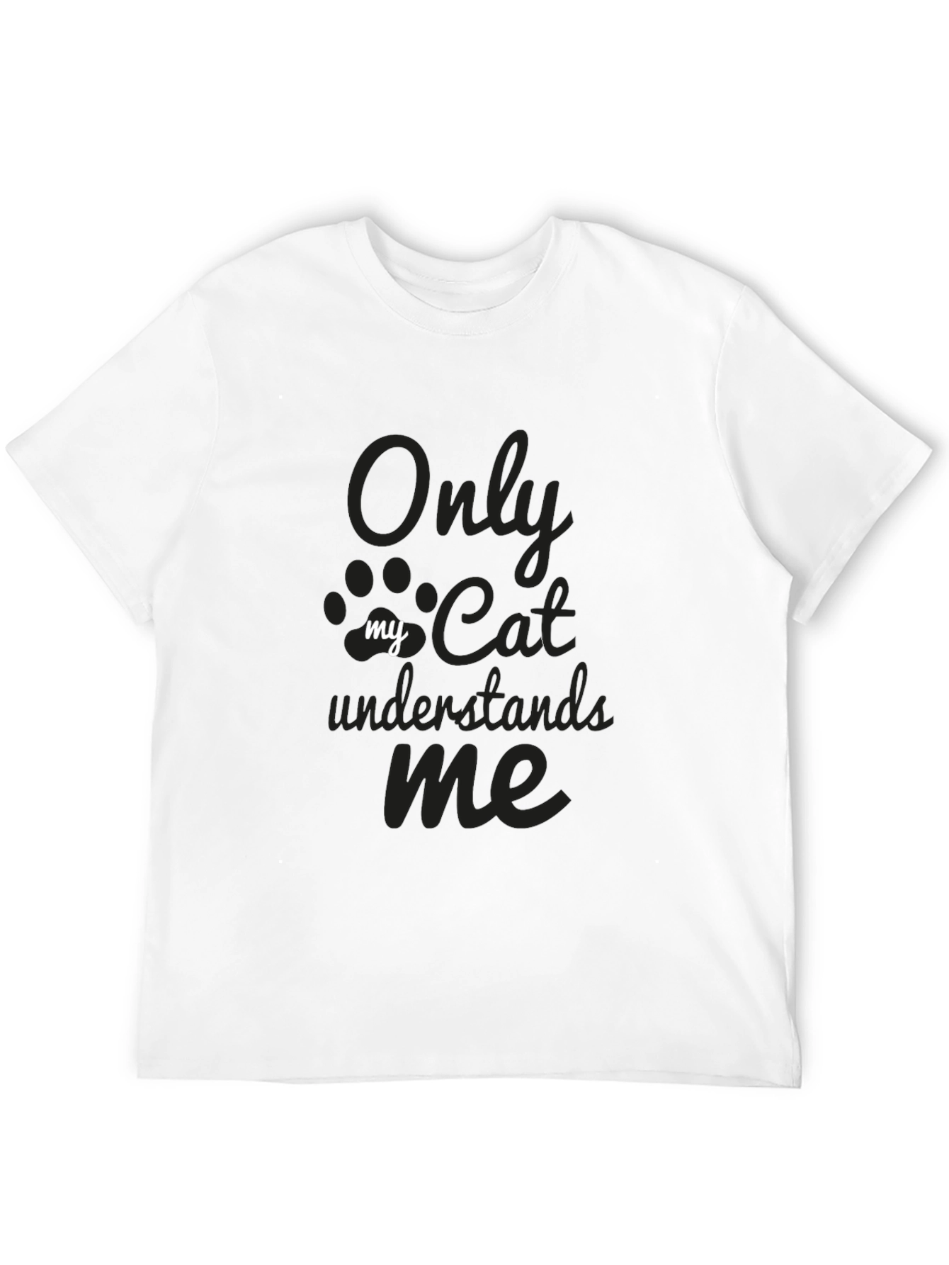 Black Only My Cat Understands Me Graphic Tee - Unisex Black T-Shirt view 12