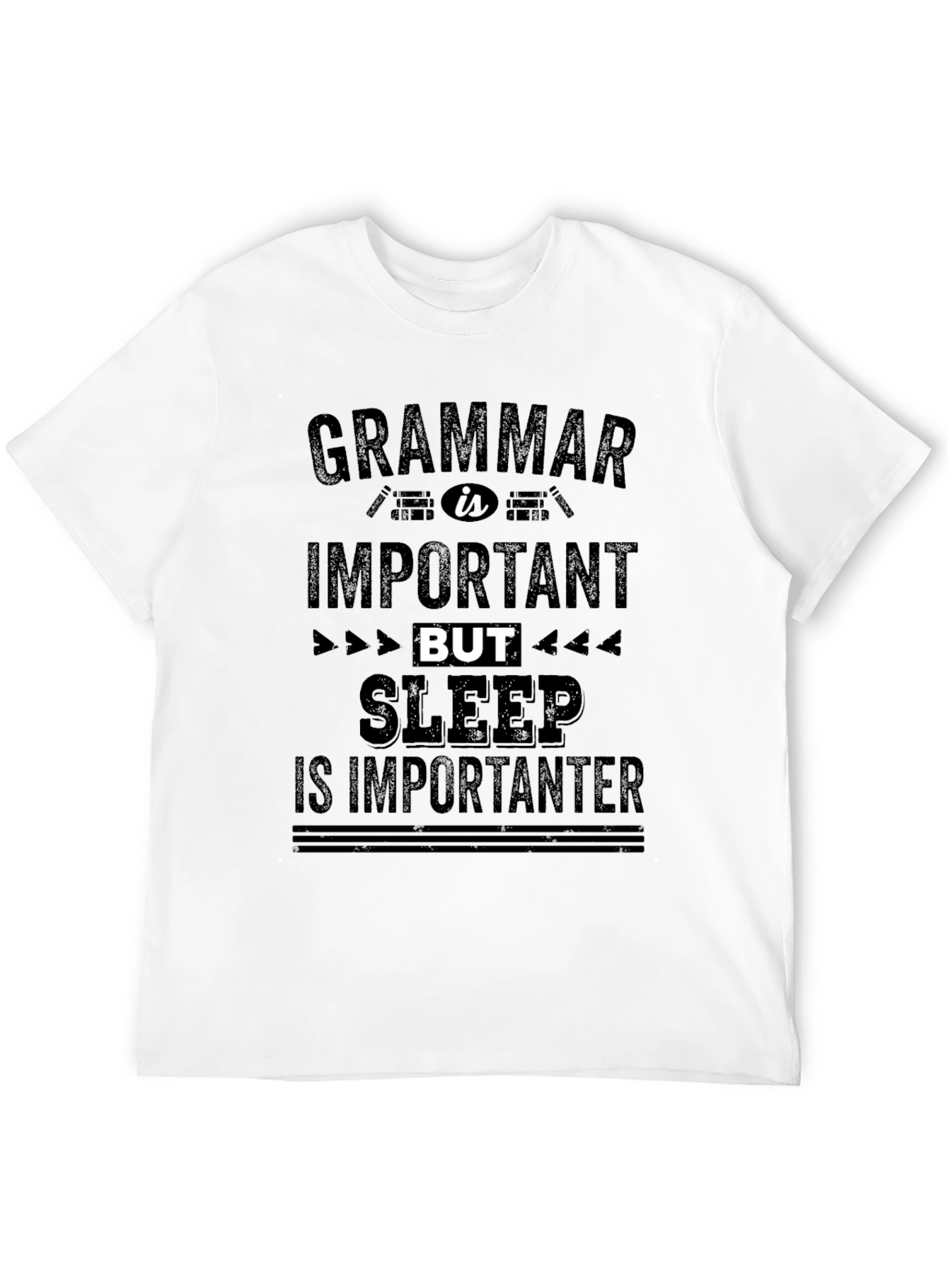Black Funny Grammar & Sleep T-Shirt view 12